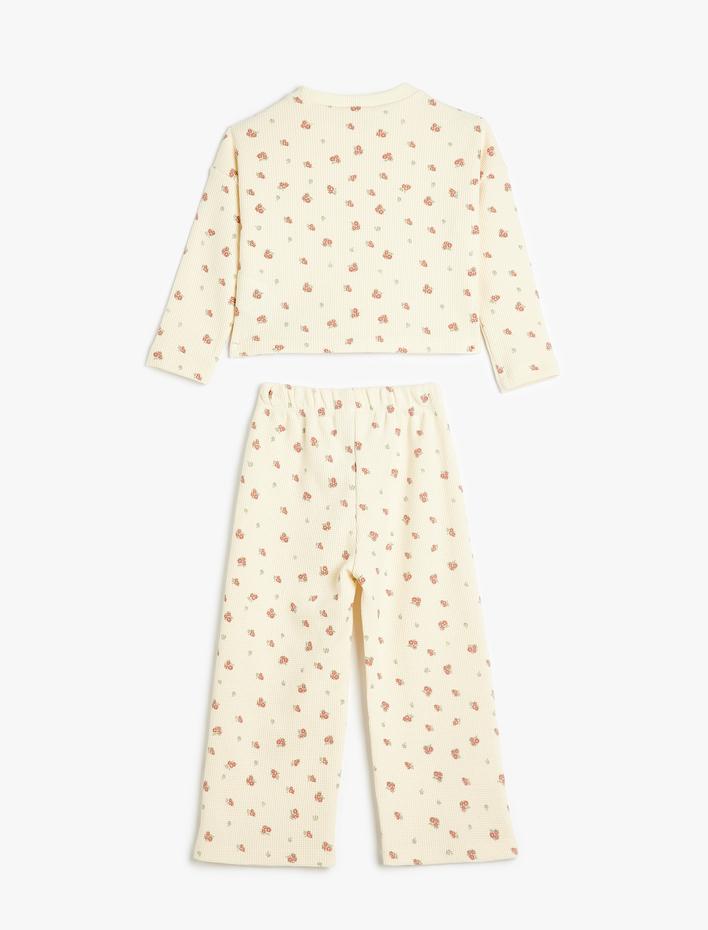 Kız Bebek 2'li Eşofman Takımı Uzun Kollu Tişört ve Eşofman Altı Takımı Pamuklu Baskılı