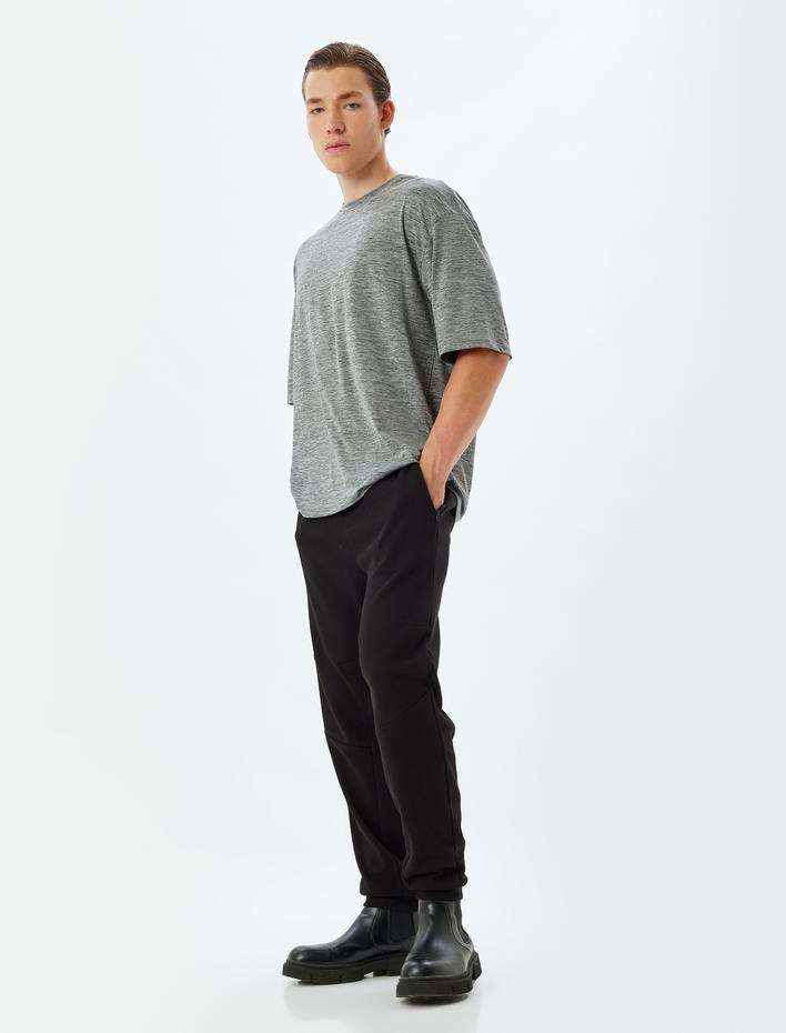  Oversize Arkası Baskılı Bisiklet Yaka Kısa Kollu Spor Tişört