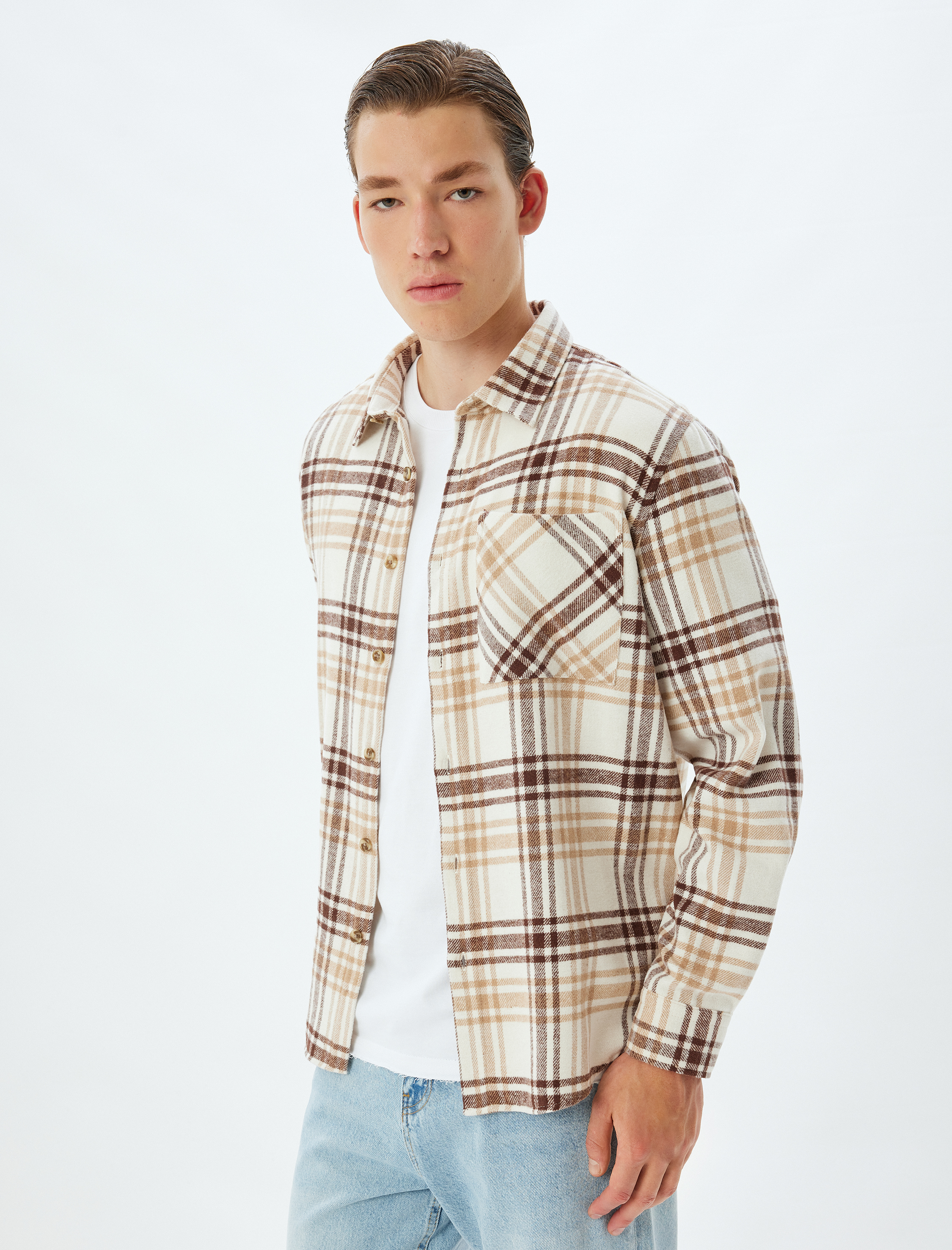 Oduncu Gömleği Uzun Kollu Düğmeli Cep Detaylı Pamuk Karışımlı Regular Fit