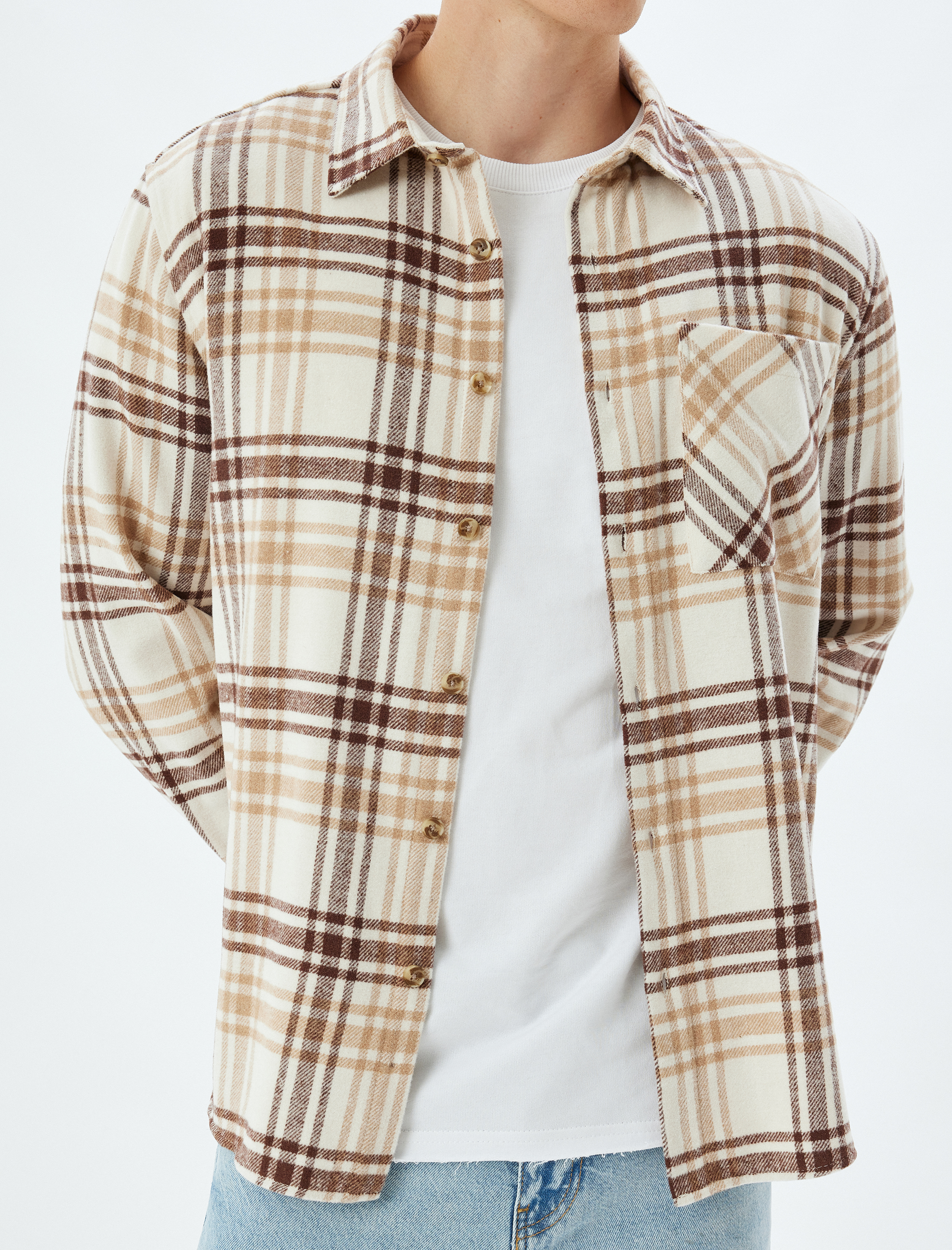 Oduncu Gömleği Uzun Kollu Düğmeli Cep Detaylı Pamuk Karışımlı Regular Fit