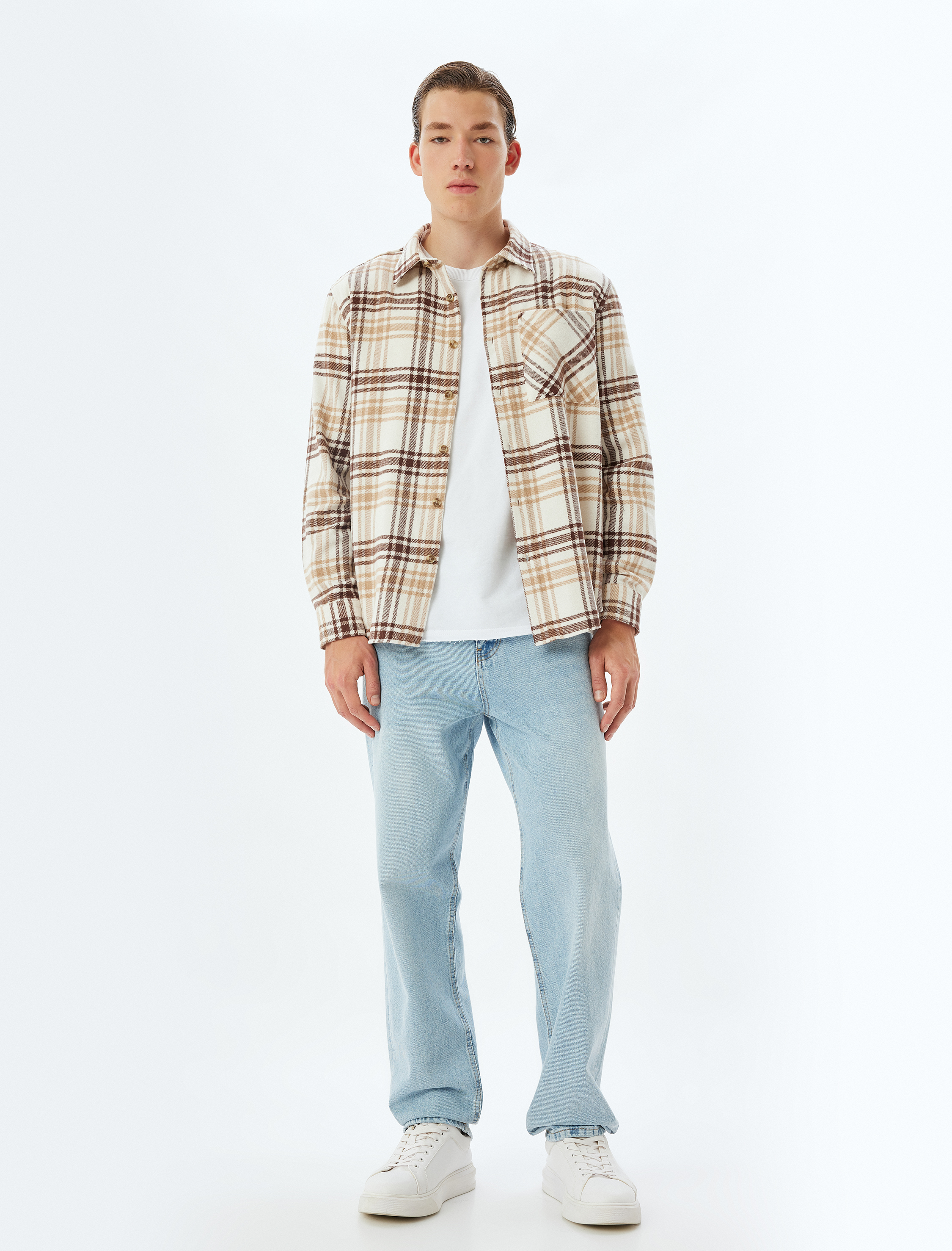 Oduncu Gömleği Uzun Kollu Düğmeli Cep Detaylı Pamuk Karışımlı Regular Fit