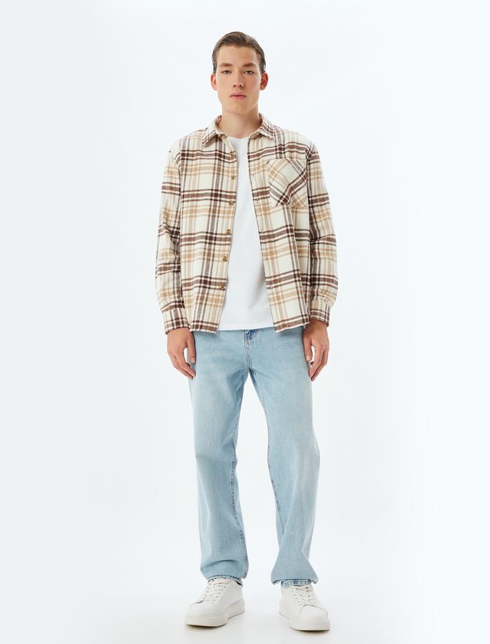  Oduncu Gömleği Uzun Kollu Düğmeli Cep Detaylı Pamuk Karışımlı Regular Fit