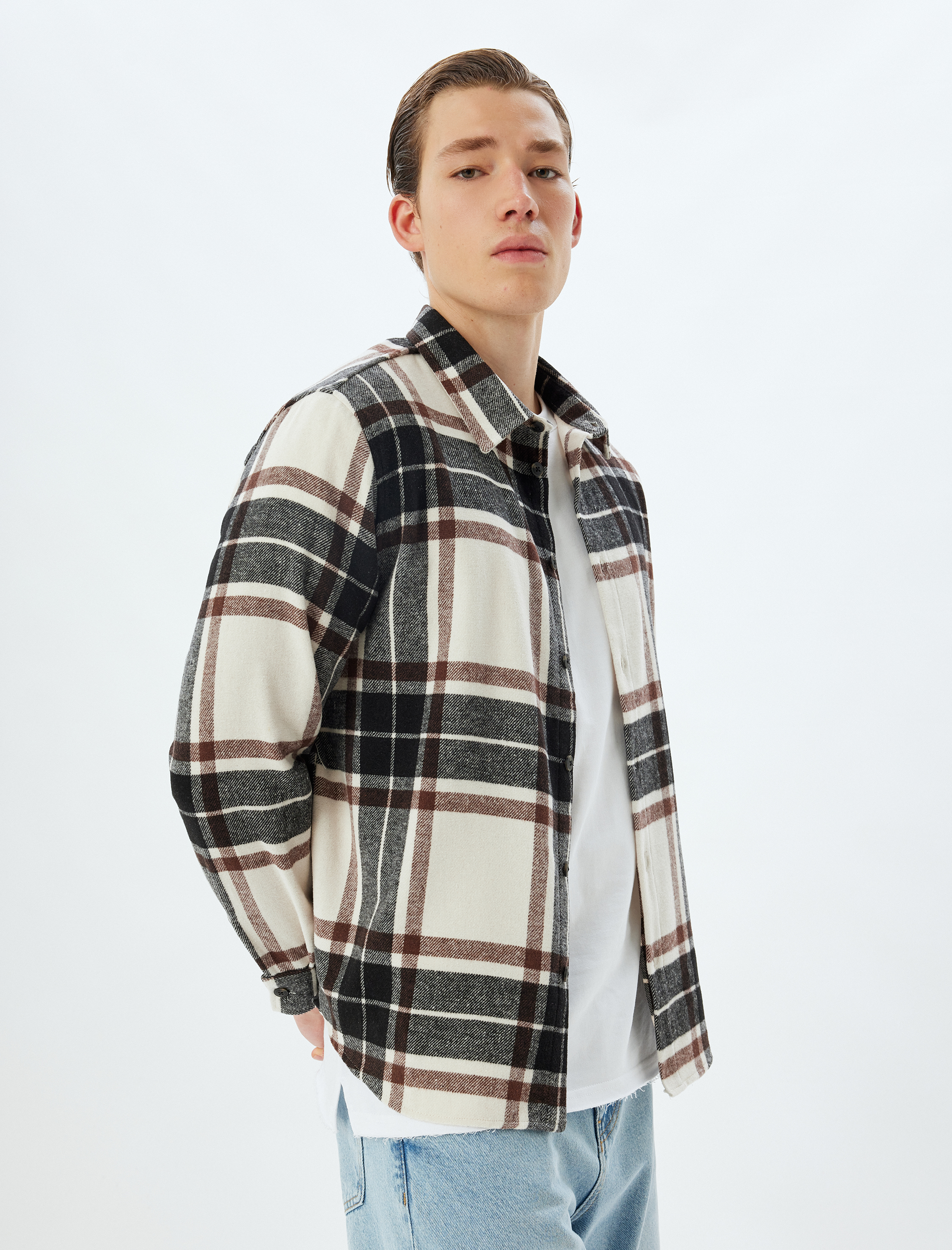 Oduncu Gömleği Uzun Kollu Düğmeli Pamuk Karışımlı Regular Fit