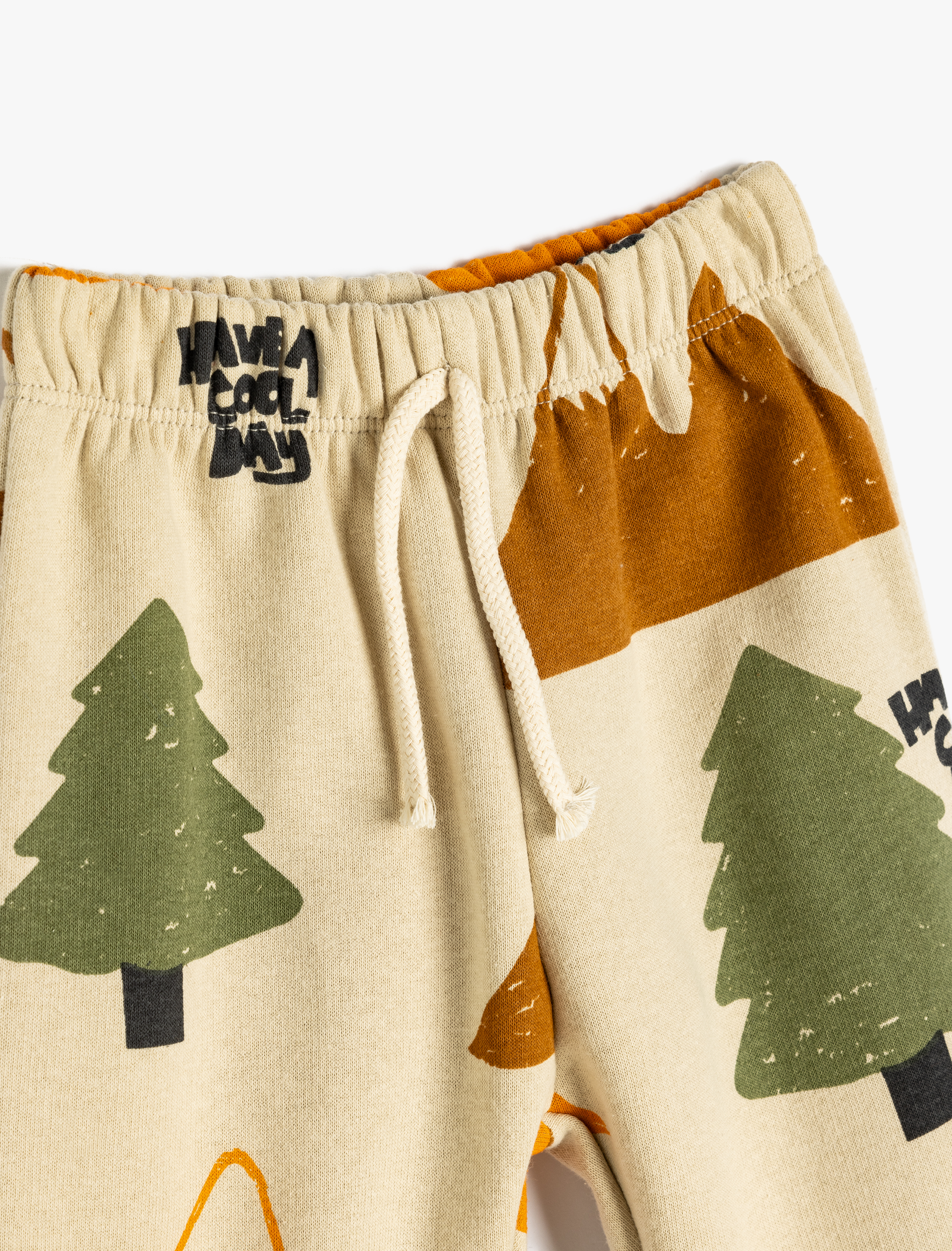  Erkek Bebek Doğa Baskılı Beli Bağlamalı Şardonlu Jogger Eşofman Altı