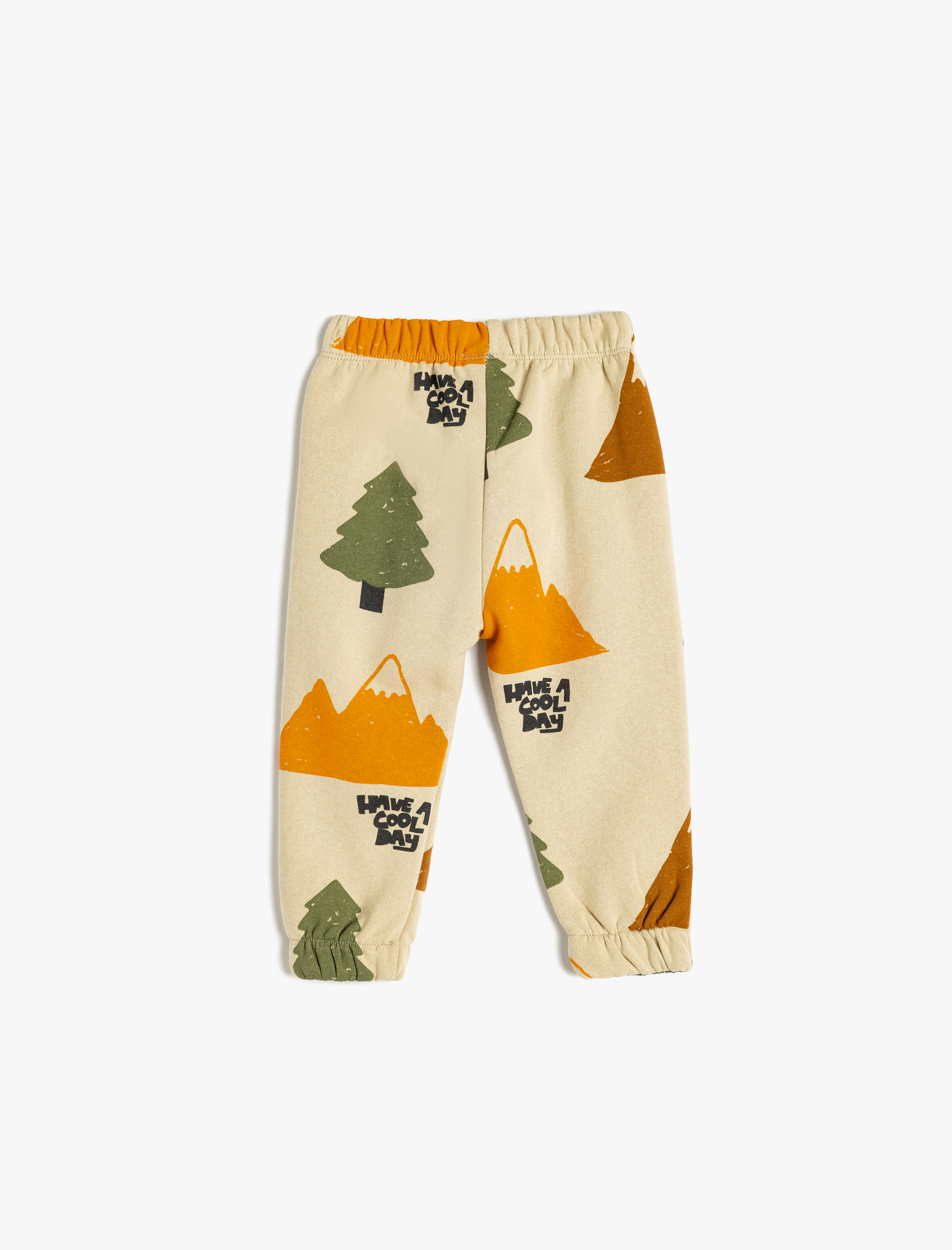  Erkek Bebek Doğa Baskılı Beli Bağlamalı Şardonlu Jogger Eşofman Altı