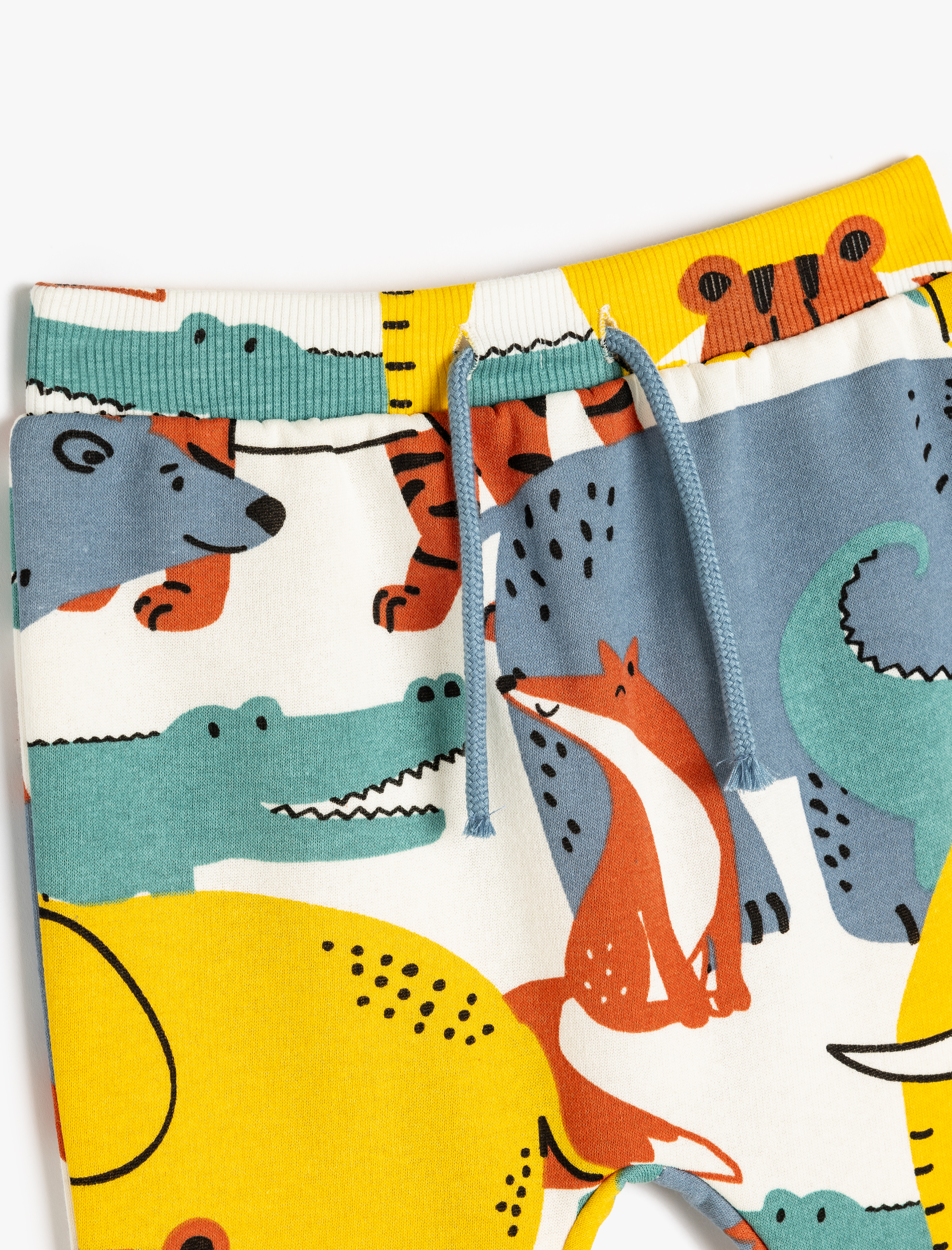  Erkek Bebek Jogger Eşofman Altı Hayvanlar Baskılı Beli Bağlamalı Şardonlu