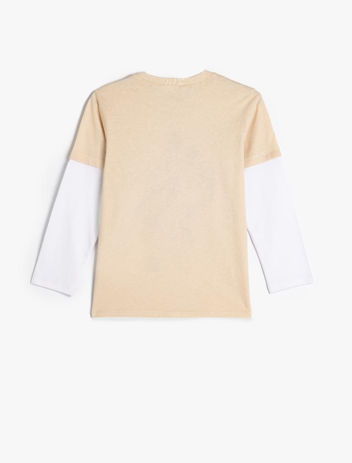 Erkek Çocuk Kaykay Baskılı Uzun Kollu Bisiklet Yaka Pamuklu Tişört