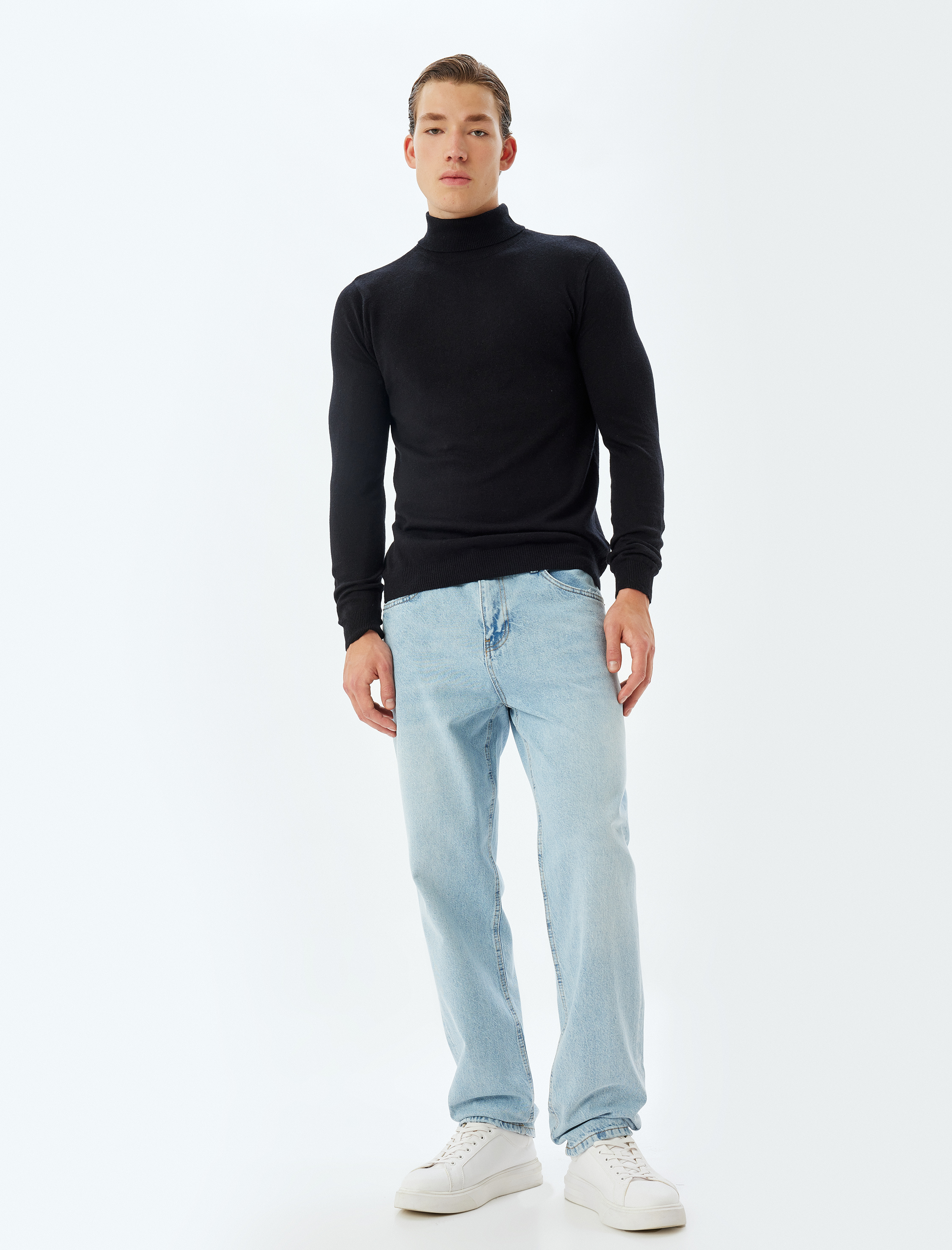   Triko Kazak Basic Boğazlı Uzun Kollu