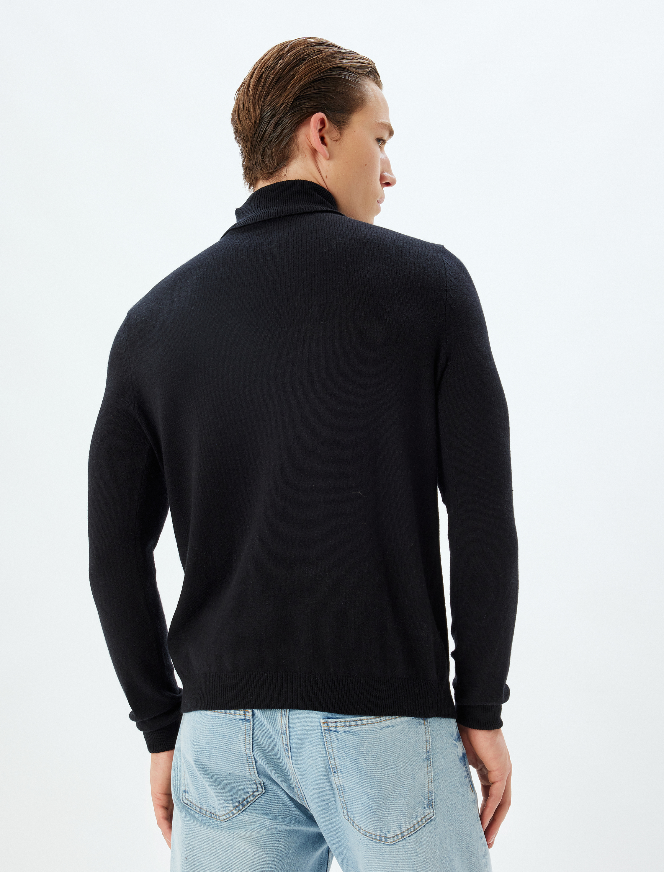   Triko Kazak Basic Boğazlı Uzun Kollu