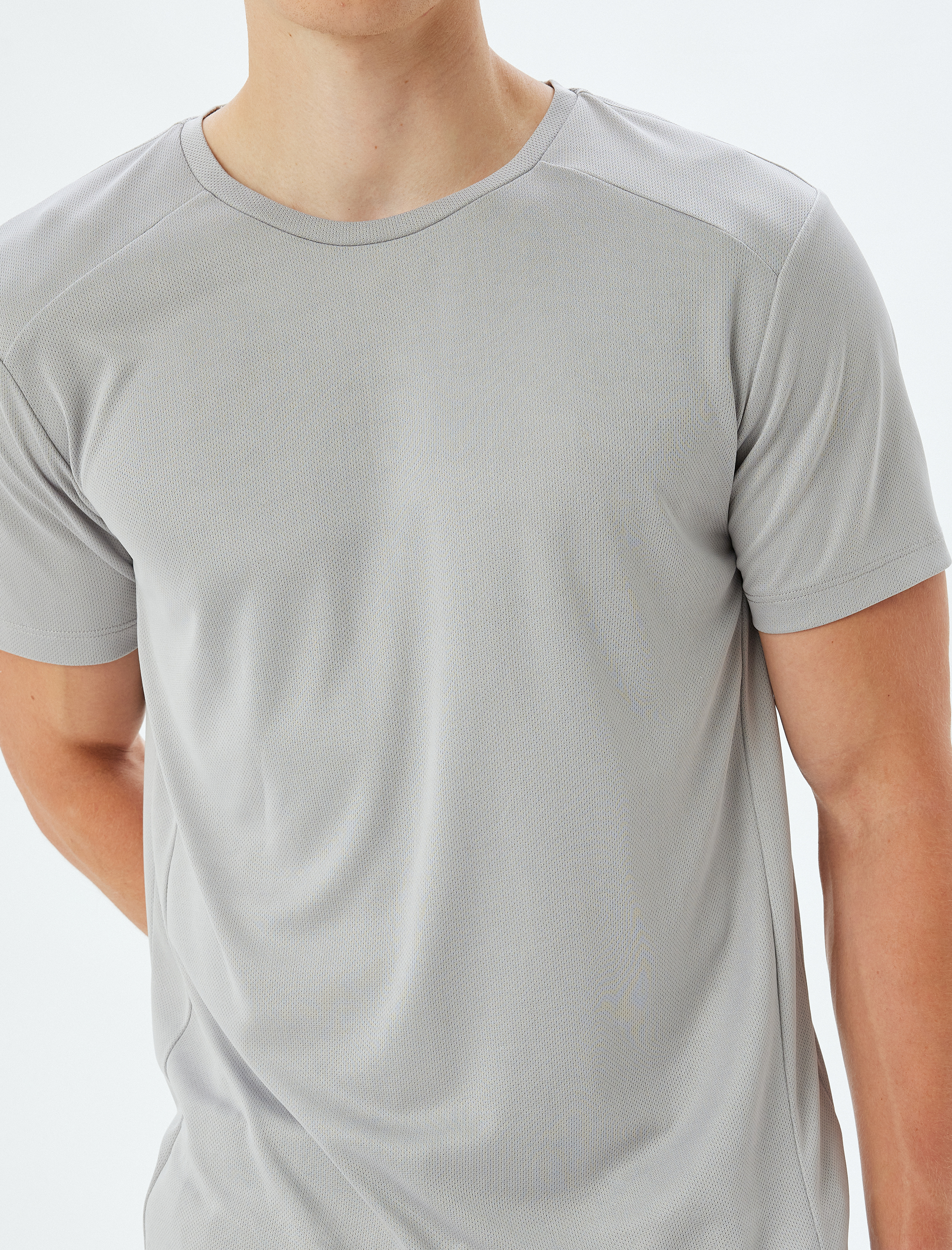   Spor Tişört Basic Arkası Baskı Detaylı Bisiklet Yaka Kısa Kollu