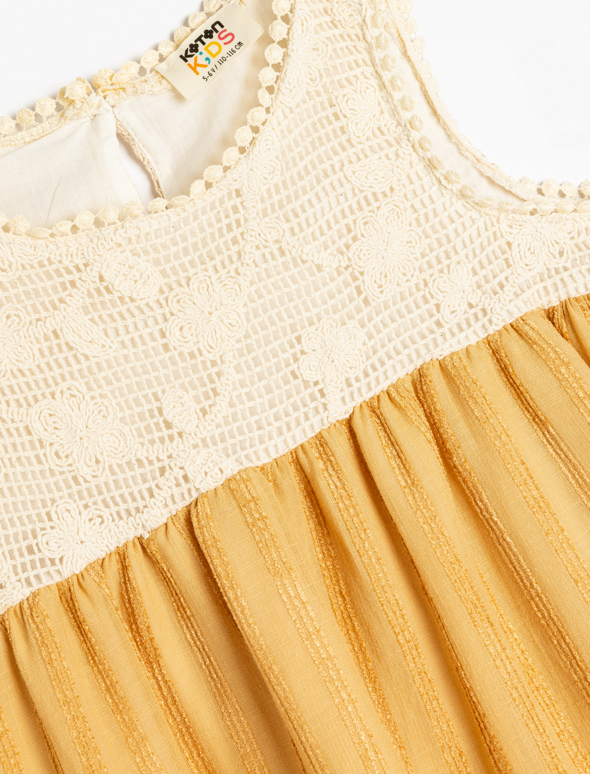 Kız Çocuk Askılı Elbise Dantel Detaylı Katlı Pamuklu