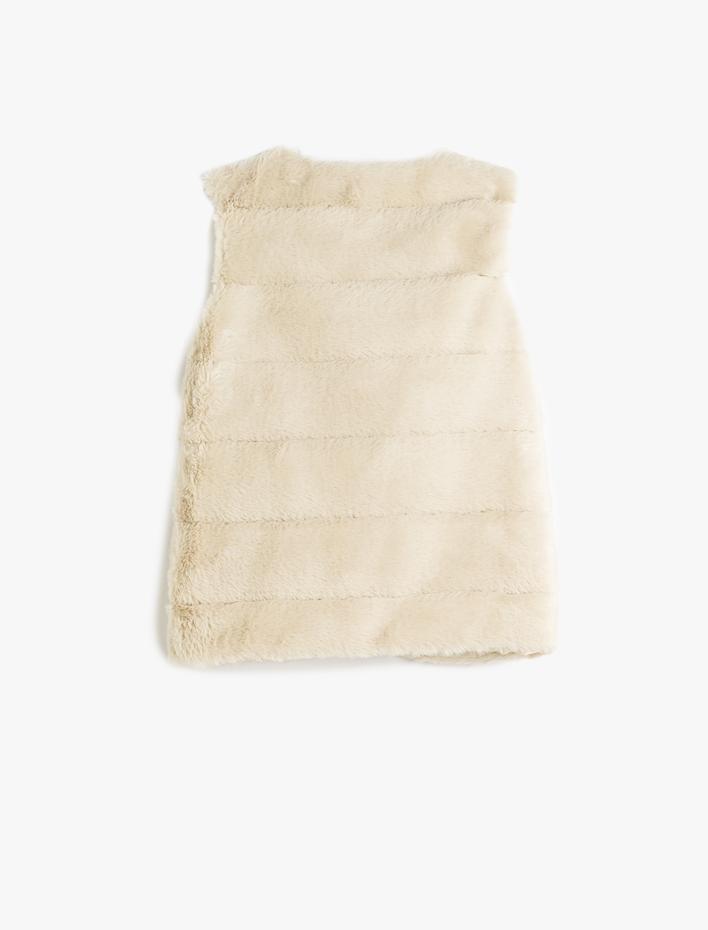 Kız Çocuk Peluş Yelek Yuvarlak Yaka Kolsuz