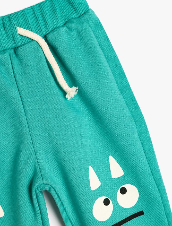 Erkek Bebek Şardonlu Jogger Eşofman Altı Beli Bağlamalı Canavar Baskılı