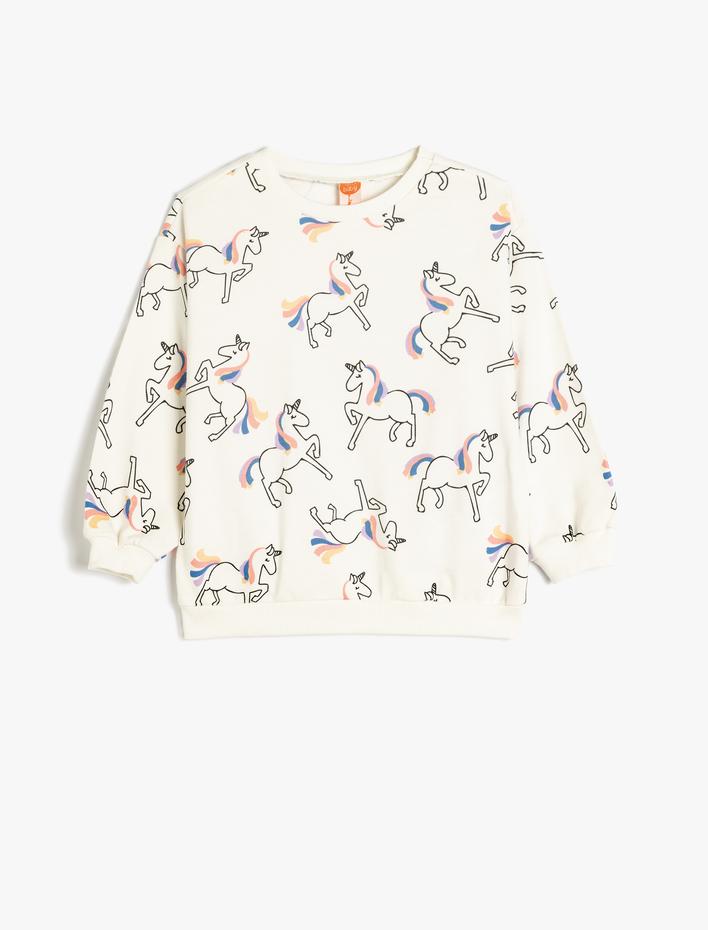 Kız Bebek Unicorn Sweatshirt Uzun Kollu Bisiklet Yaka