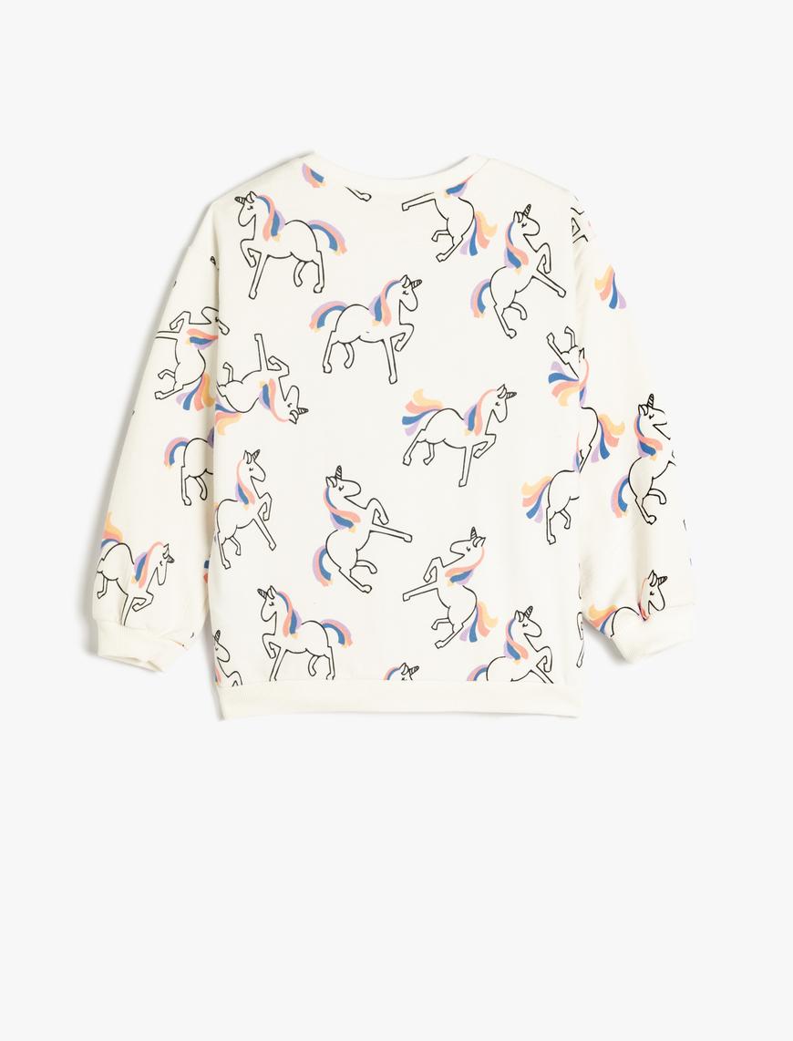  Kız Bebek Unicorn Sweatshirt Uzun Kollu Bisiklet Yaka