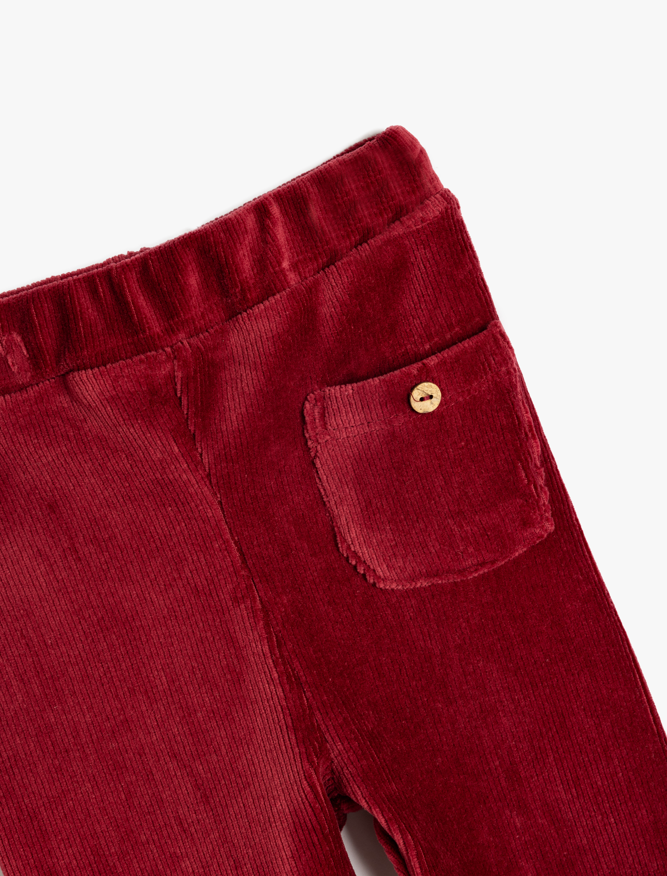  Kız Bebek Pamuklu Beli Lastikli Cep Detaylı Kadife Fitilli Tayt