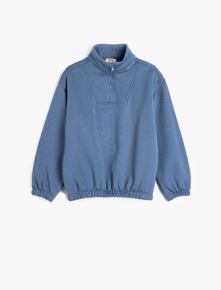 Erkek Çocuk Sweatshirt Dik Yaka Yarım Fermuarlı Uzun Kollu