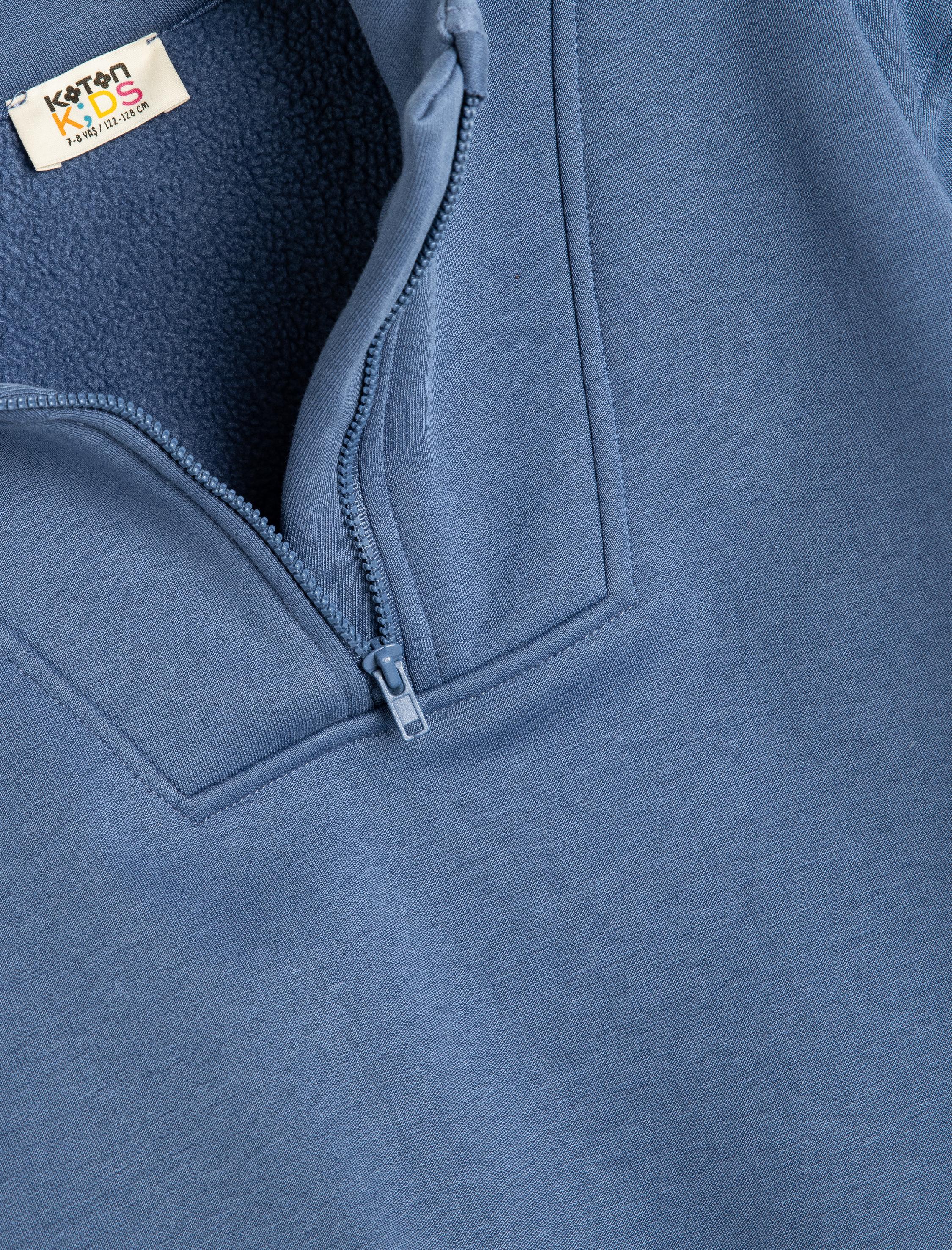  Erkek Çocuk Basic Sweatshirt Dik Yaka Yarım Fermuarlı Uzun Kollu Şardonlu