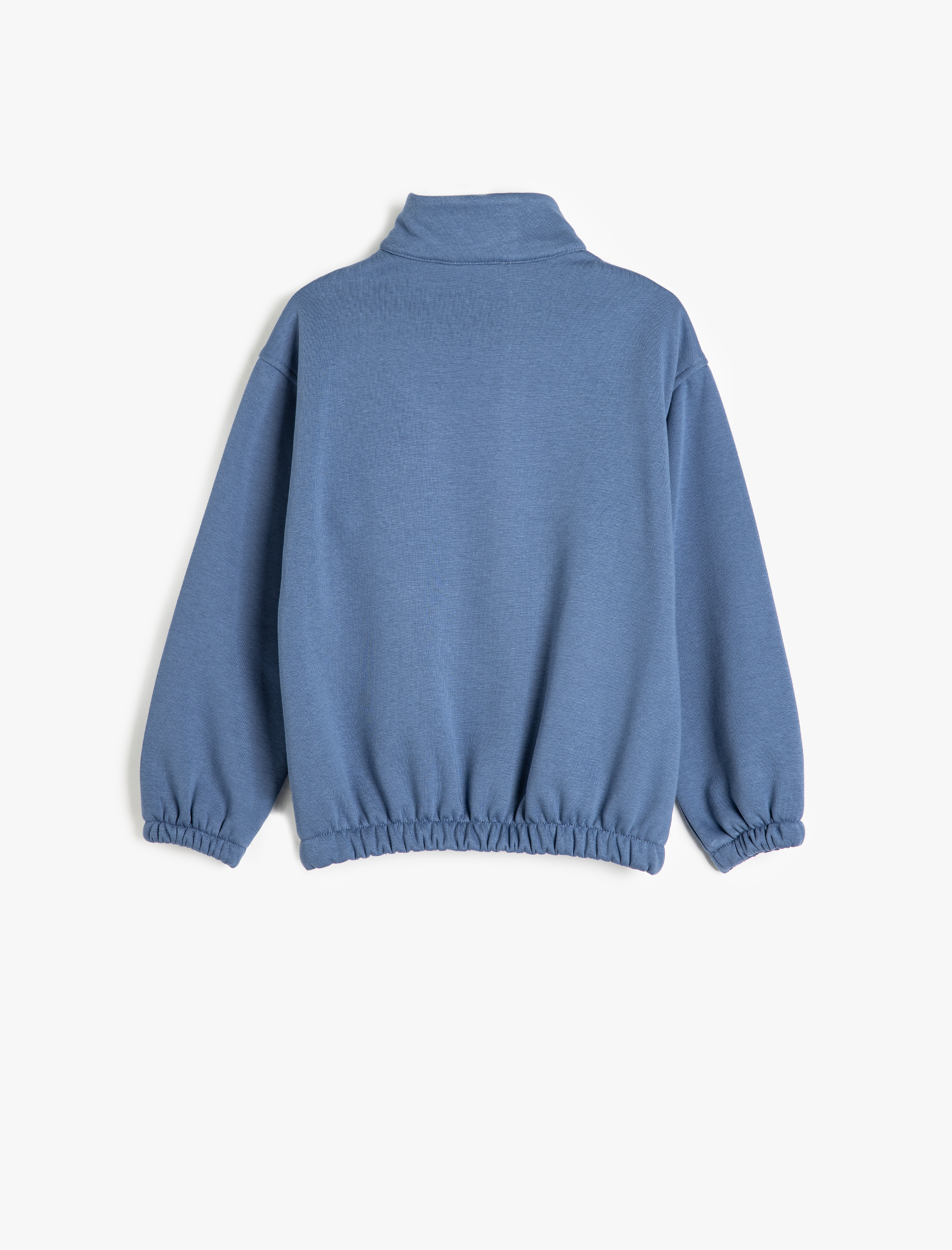 Erkek Çocuk Basic Sweatshirt Dik Yaka Yarım Fermuarlı Uzun Kollu Şardonlu