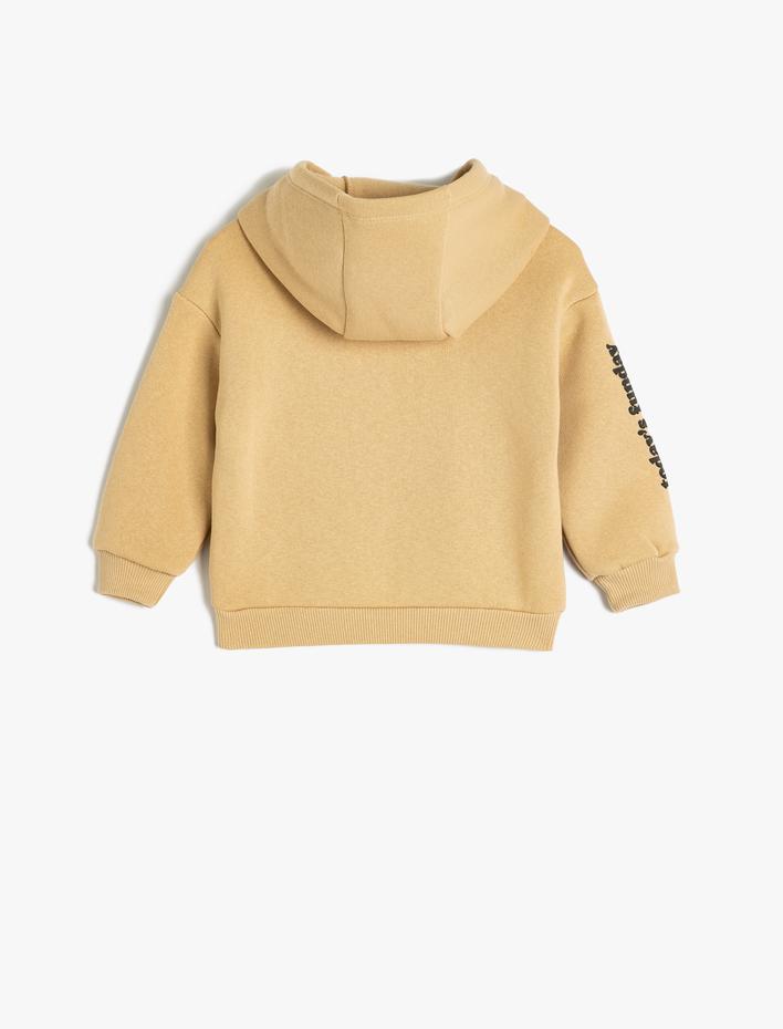 Erkek Bebek Kapşonlu Sweat Köpek Baskılı Cepli Pamuklu Şardonlu