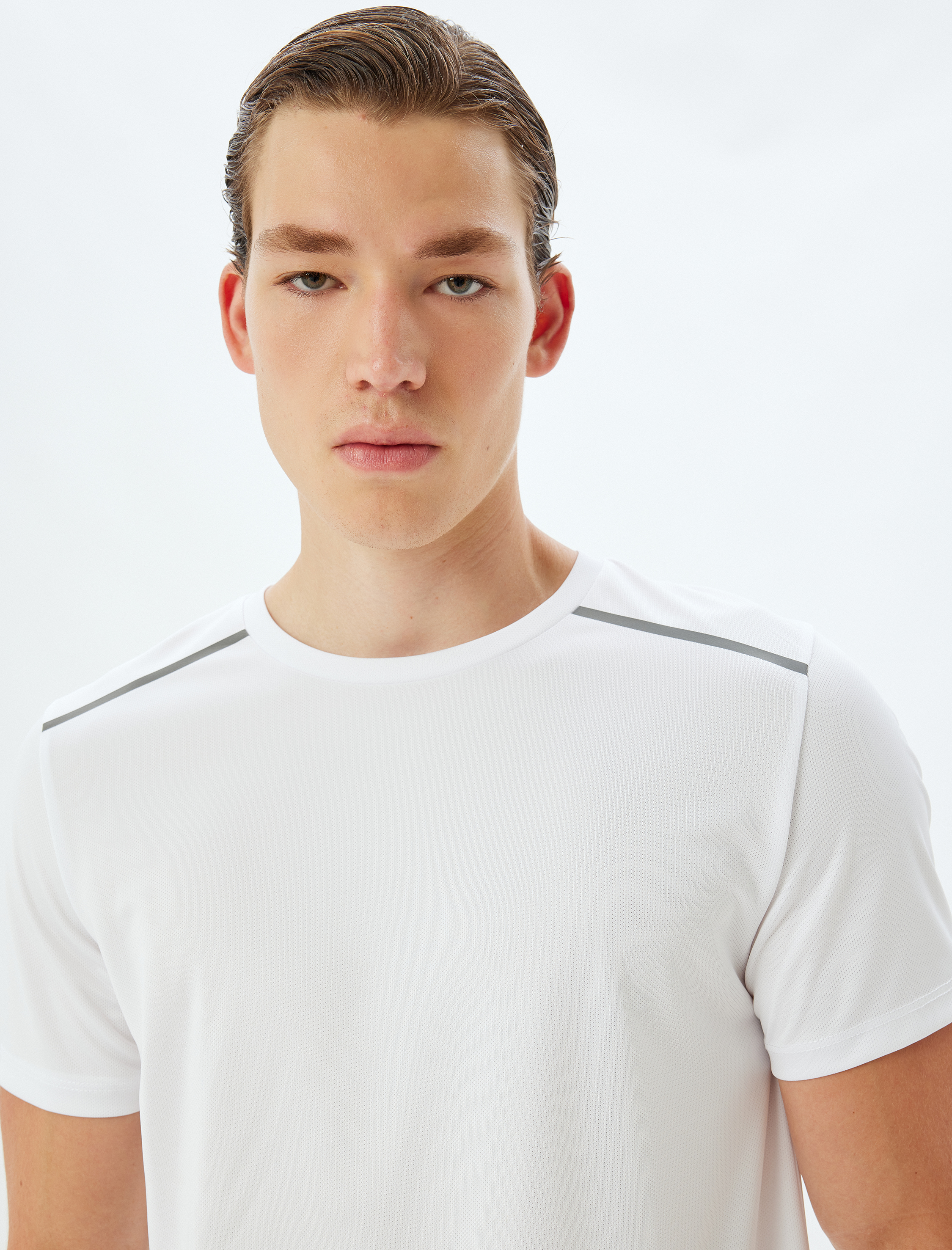   Spor Tişört Reflektör Baskılı Bisiklet Yaka Kısa Kollu