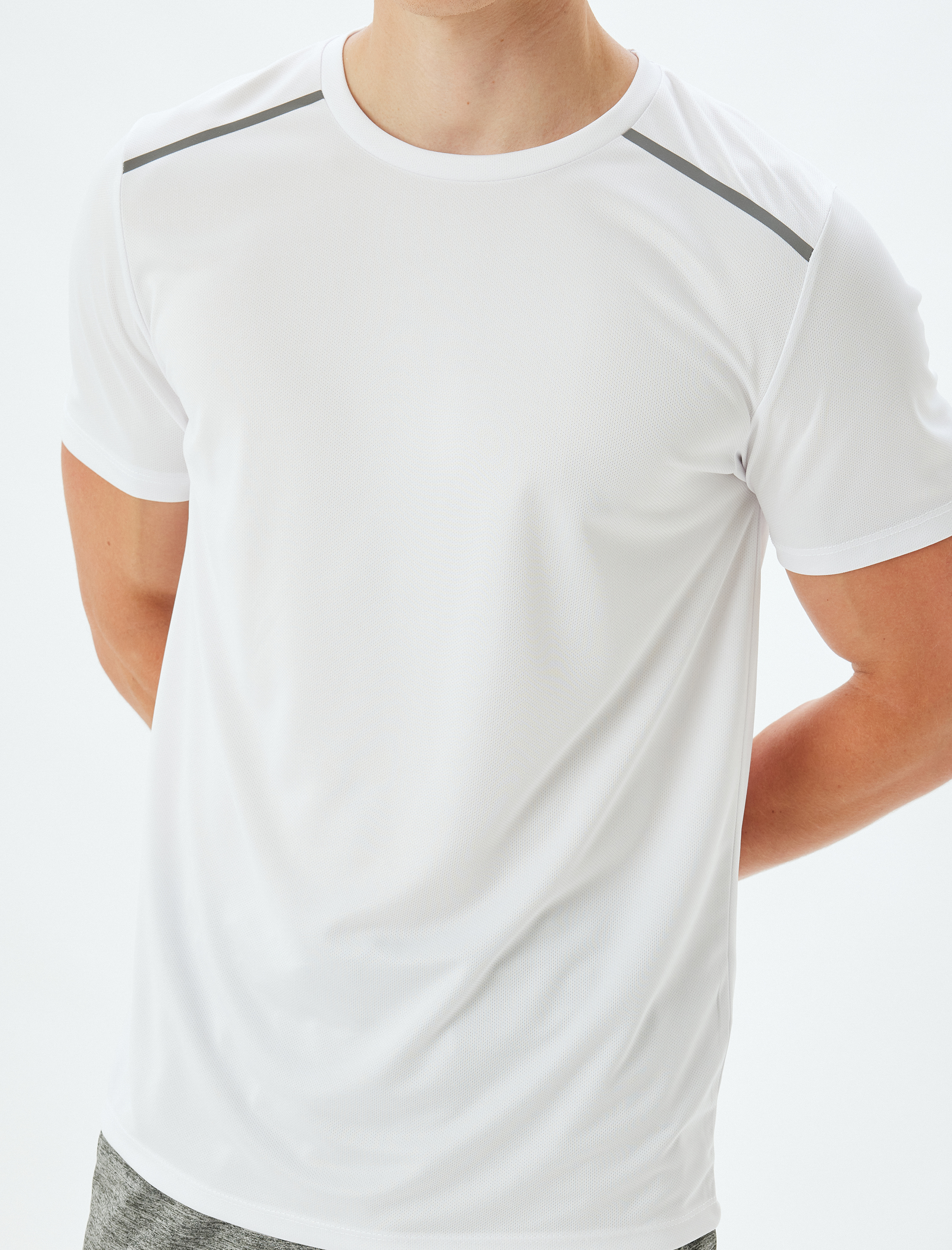   Spor Tişört Reflektör Baskılı Bisiklet Yaka Kısa Kollu