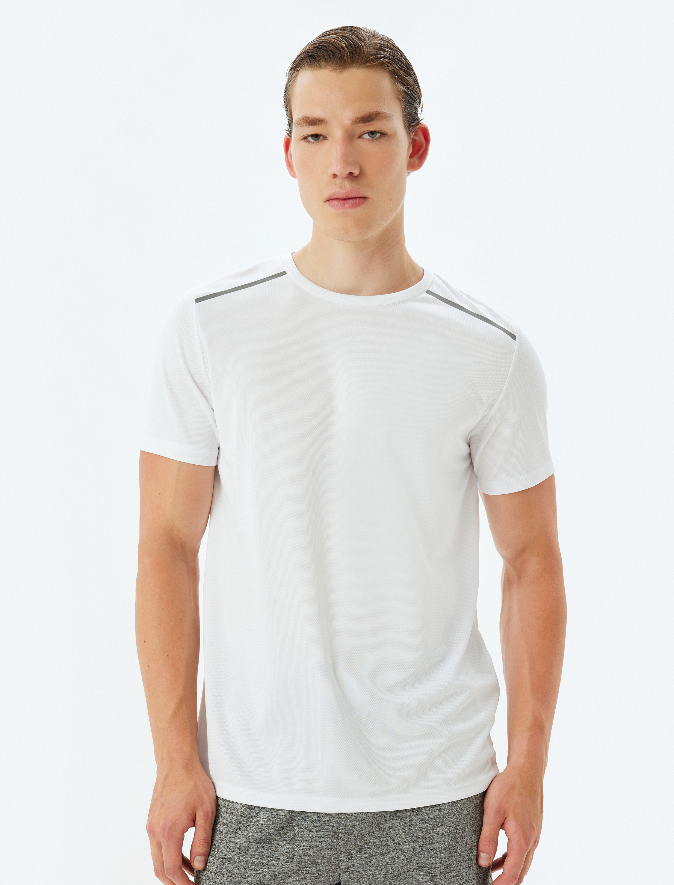   Spor Tişört Reflektör Baskılı Bisiklet Yaka Kısa Kollu