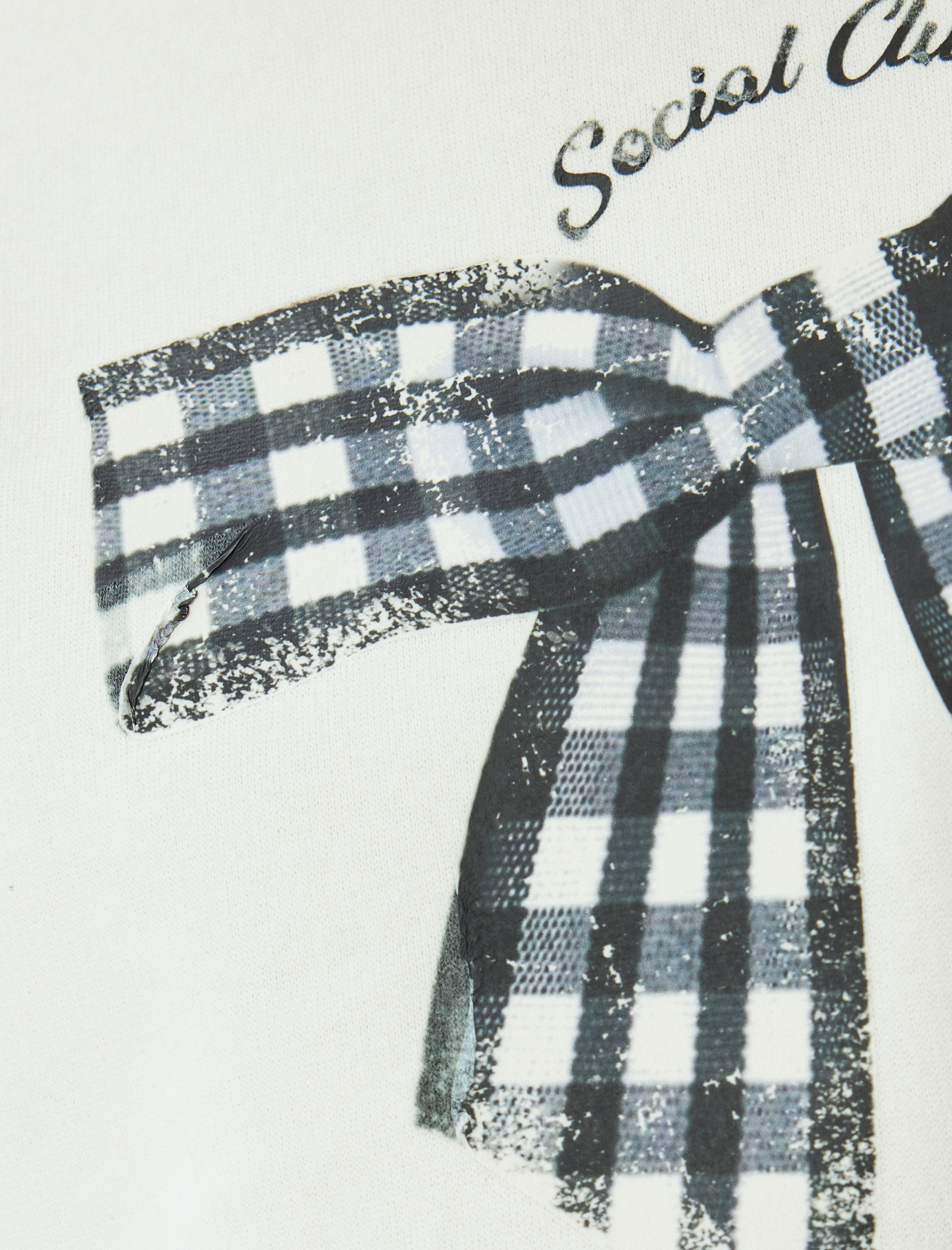   Oversize Sweatshirt Fiyonk Baskılı Bisiklet Yaka Sloganlı Şardonlu