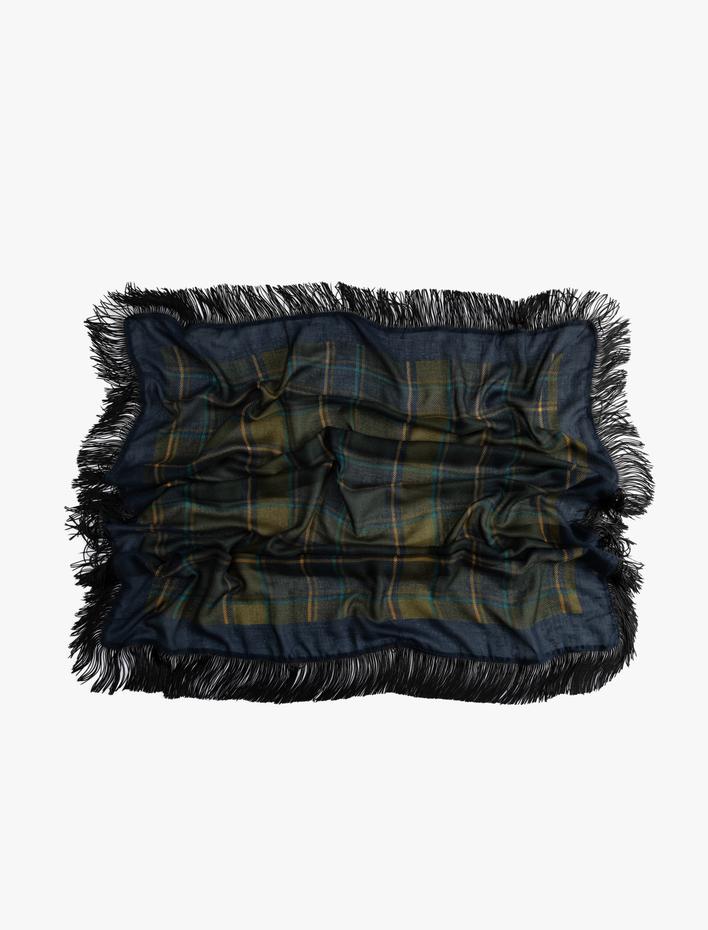 Kadın Püsküllü Bandana Ekose Yumuşak Dokulu - Koton X Zeynep Bastık