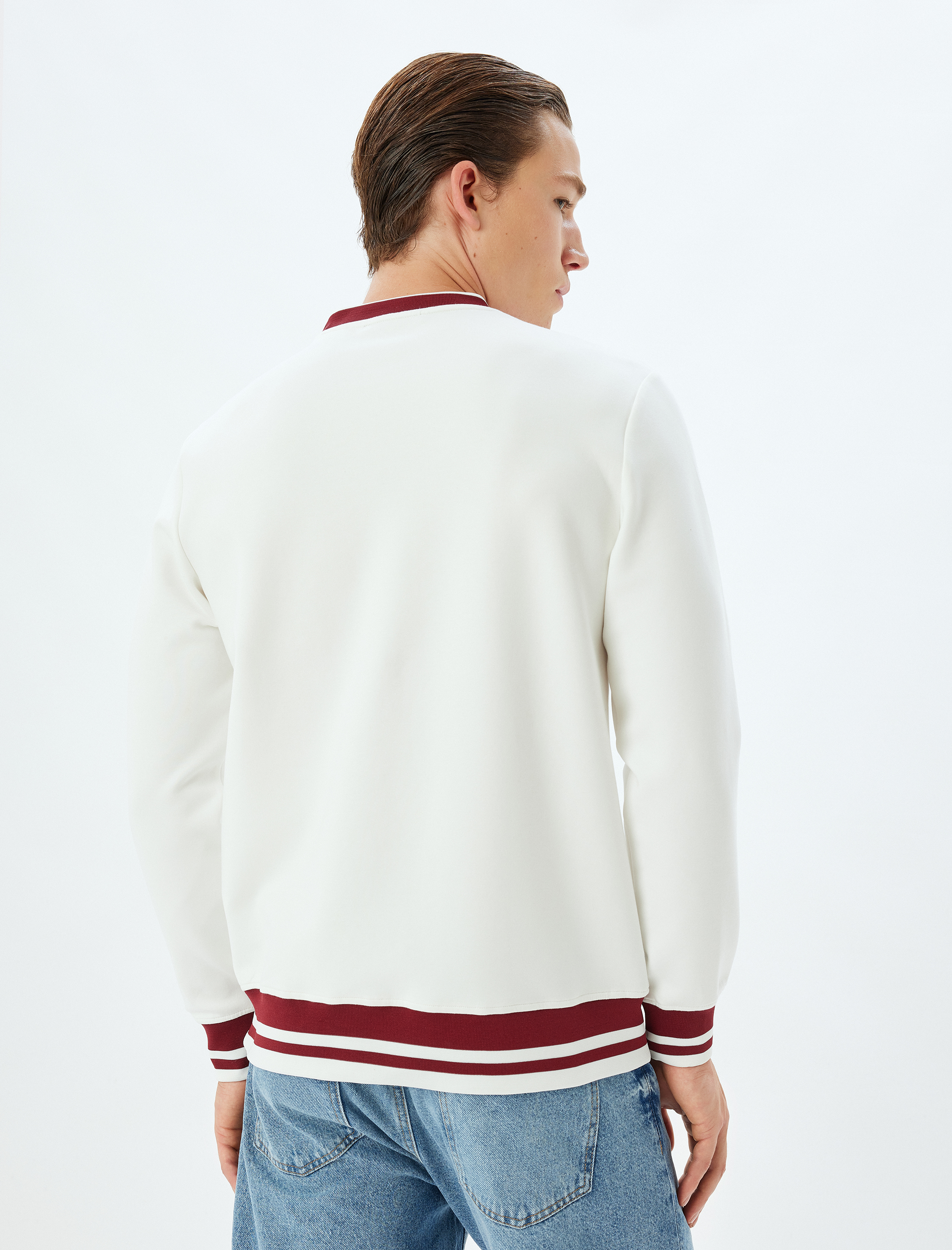   Slogan Baskılı Sweatshirt Bisiklet Yaka Şardonlu Pamuk Karışımlı