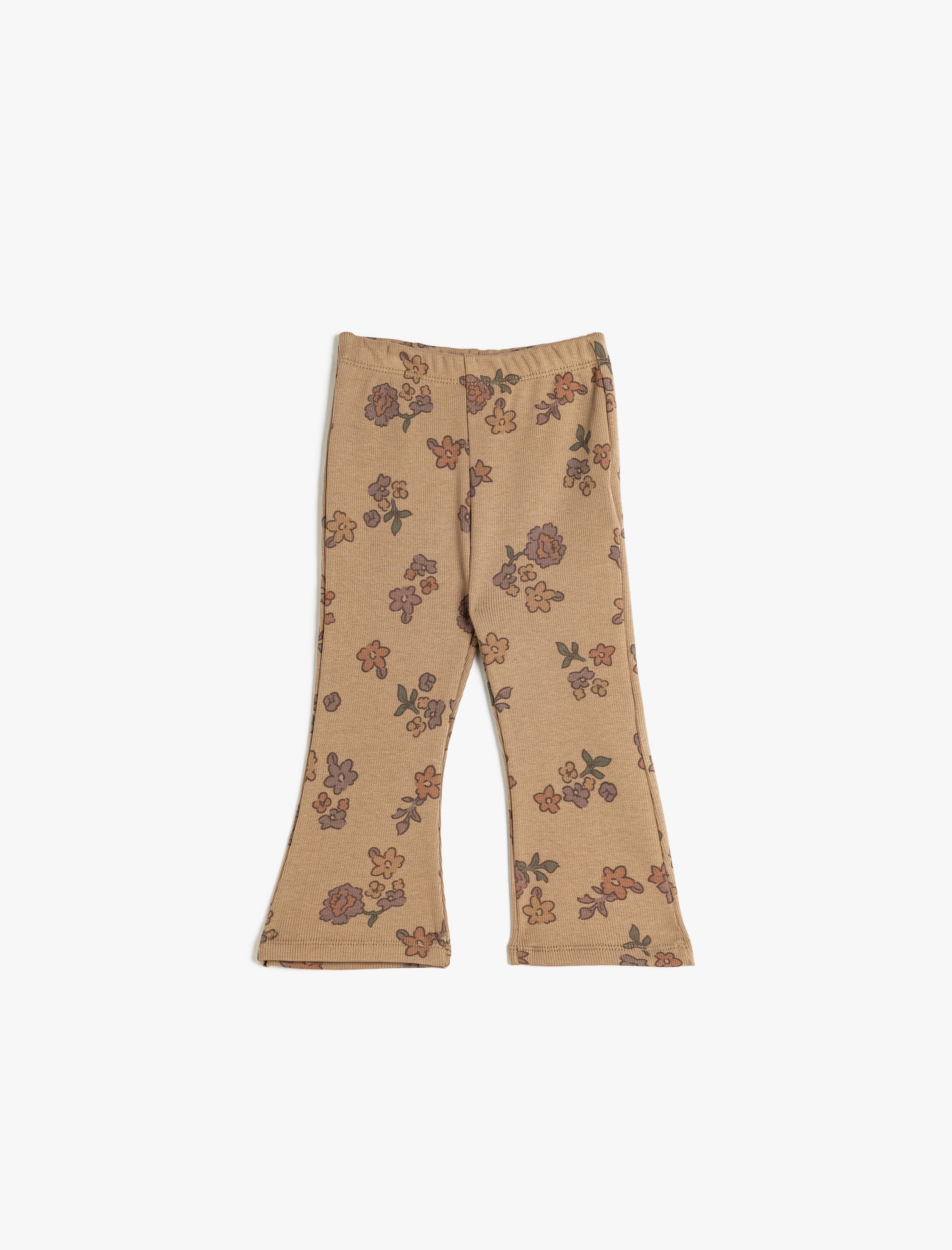  Kız Bebek İspanyol Paça Tayt Çiçek Baskılı Ribanalı Pamuklu