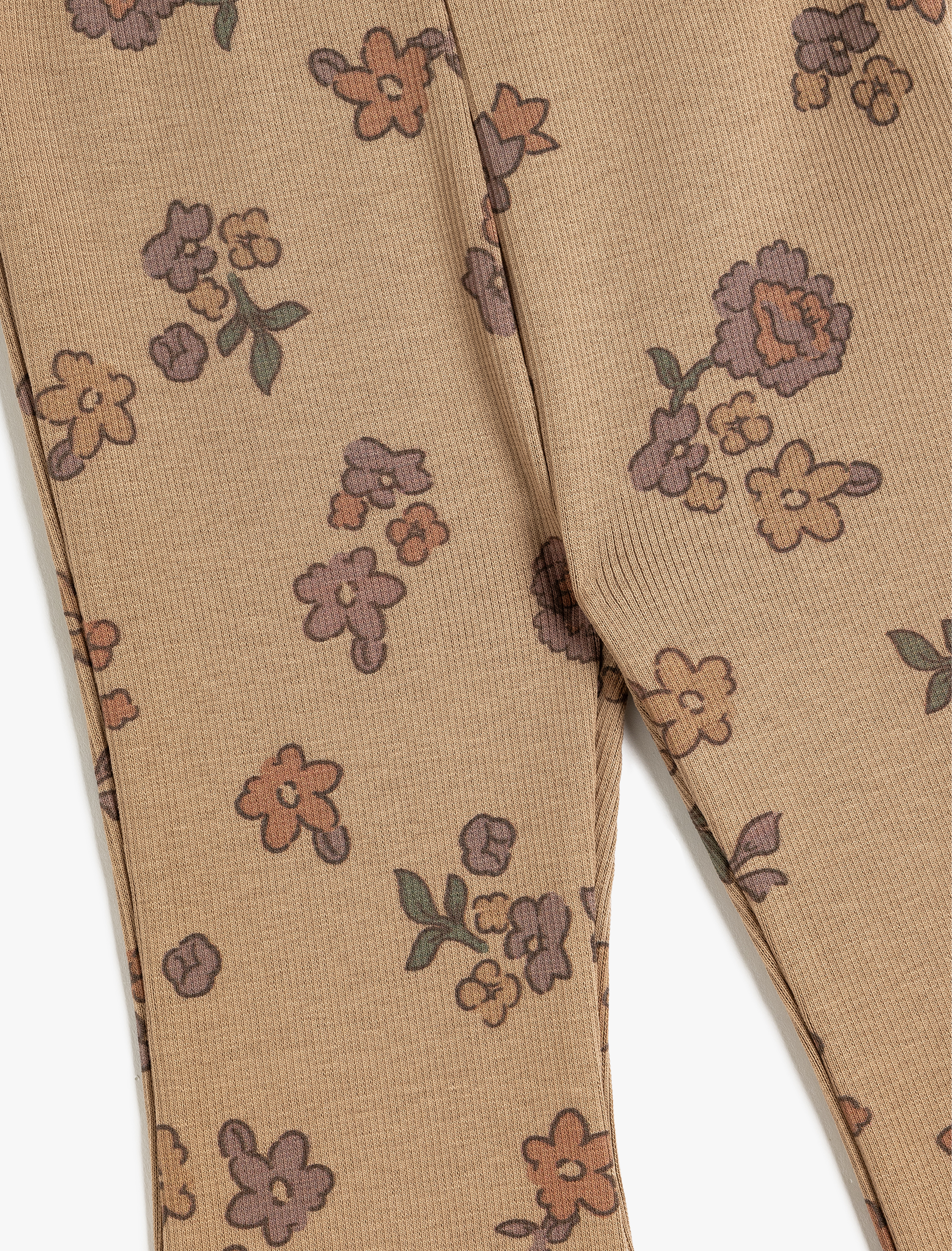  Kız Bebek İspanyol Paça Tayt Çiçek Baskılı Ribanalı Pamuklu