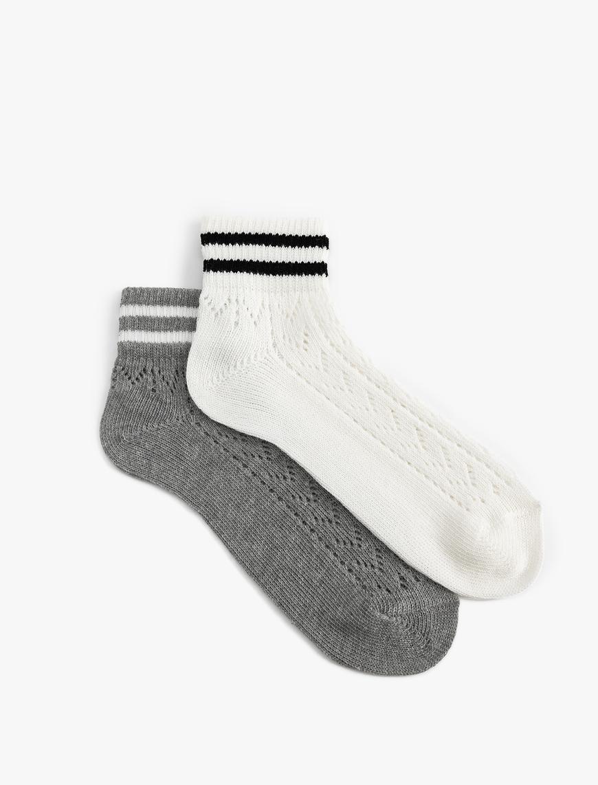  Kadın 2'li Tenis Çorap Seti Çok Renkli