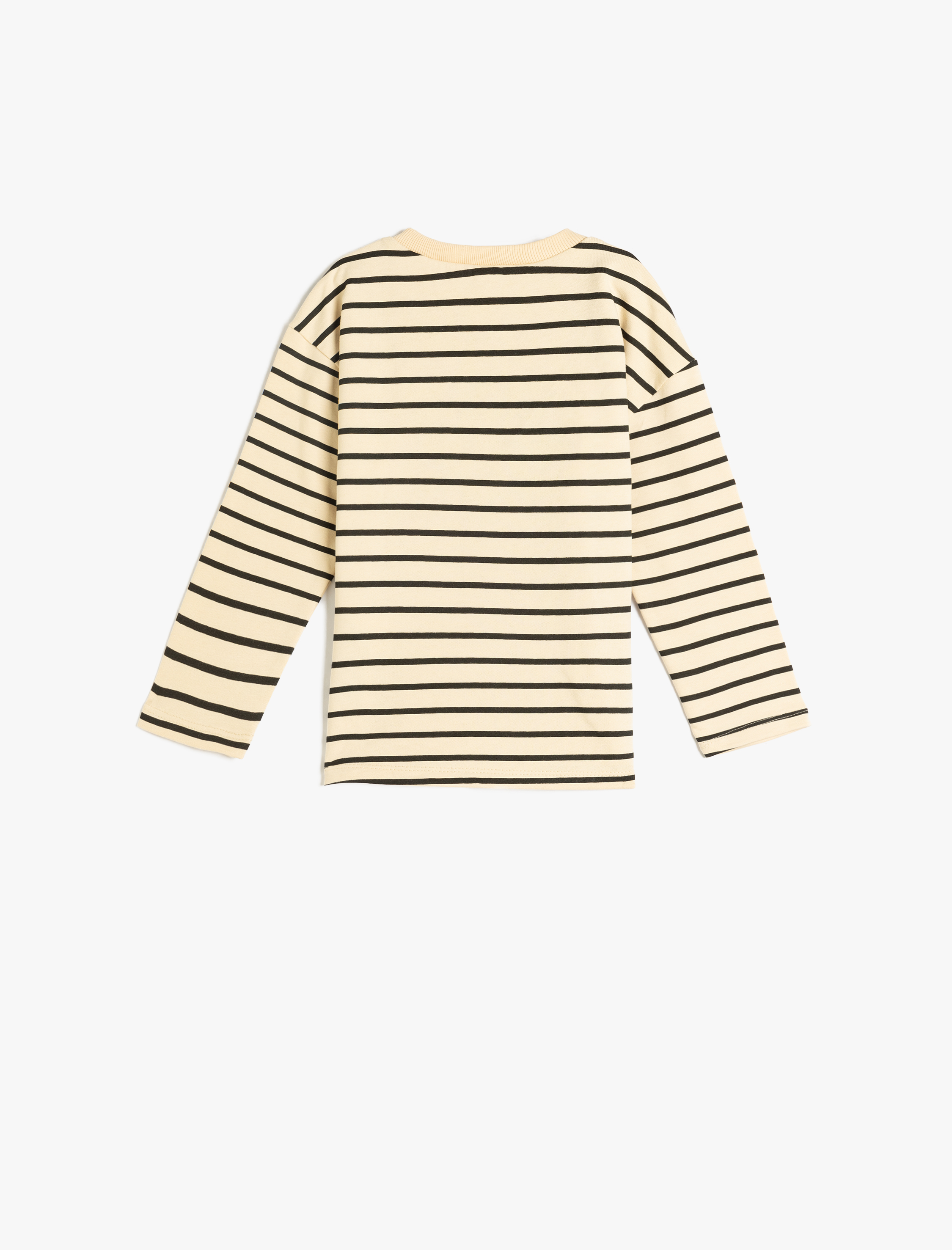  Erkek Bebek Tişört Uzun Kollu Kaplan İşlemeli Bisiklet Yaka Pamuklu Şardonlu