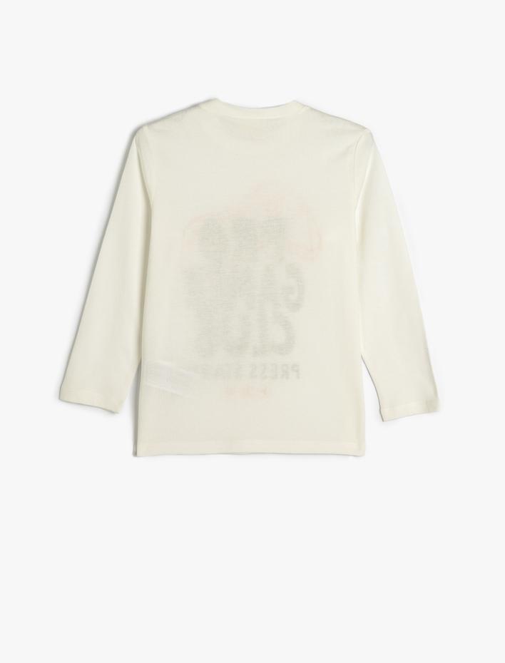 Erkek Çocuk Tişört Oyun Temalı Baskı Detaylı Uzun Kollu Bisiklet Yaka Pamuklu