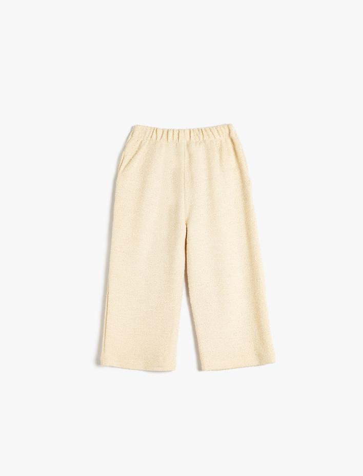 Kız Bebek Beli Lastikli Pamuklu Bol Paça Pantolon