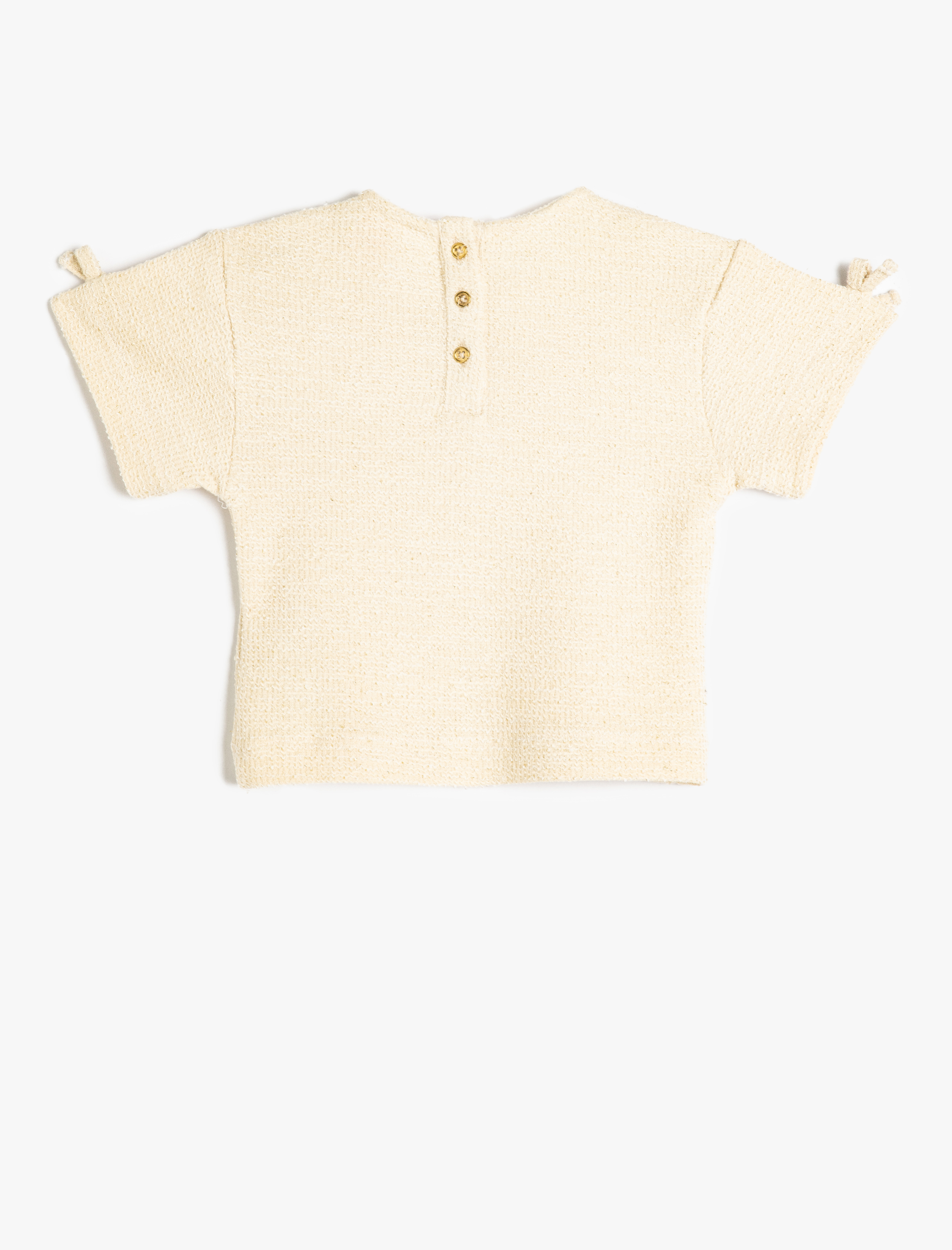  Kız Bebek Fiyonklu Kısa Kollu Bisiklet Yaka Pamuklu Tüvit Tişört