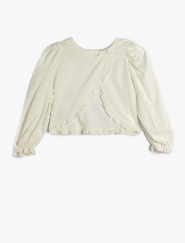 Kız Çocuk Bluz Uzun Kollu Bisiklet Yaka Manşetleri Lastikli Viskon Kumaş