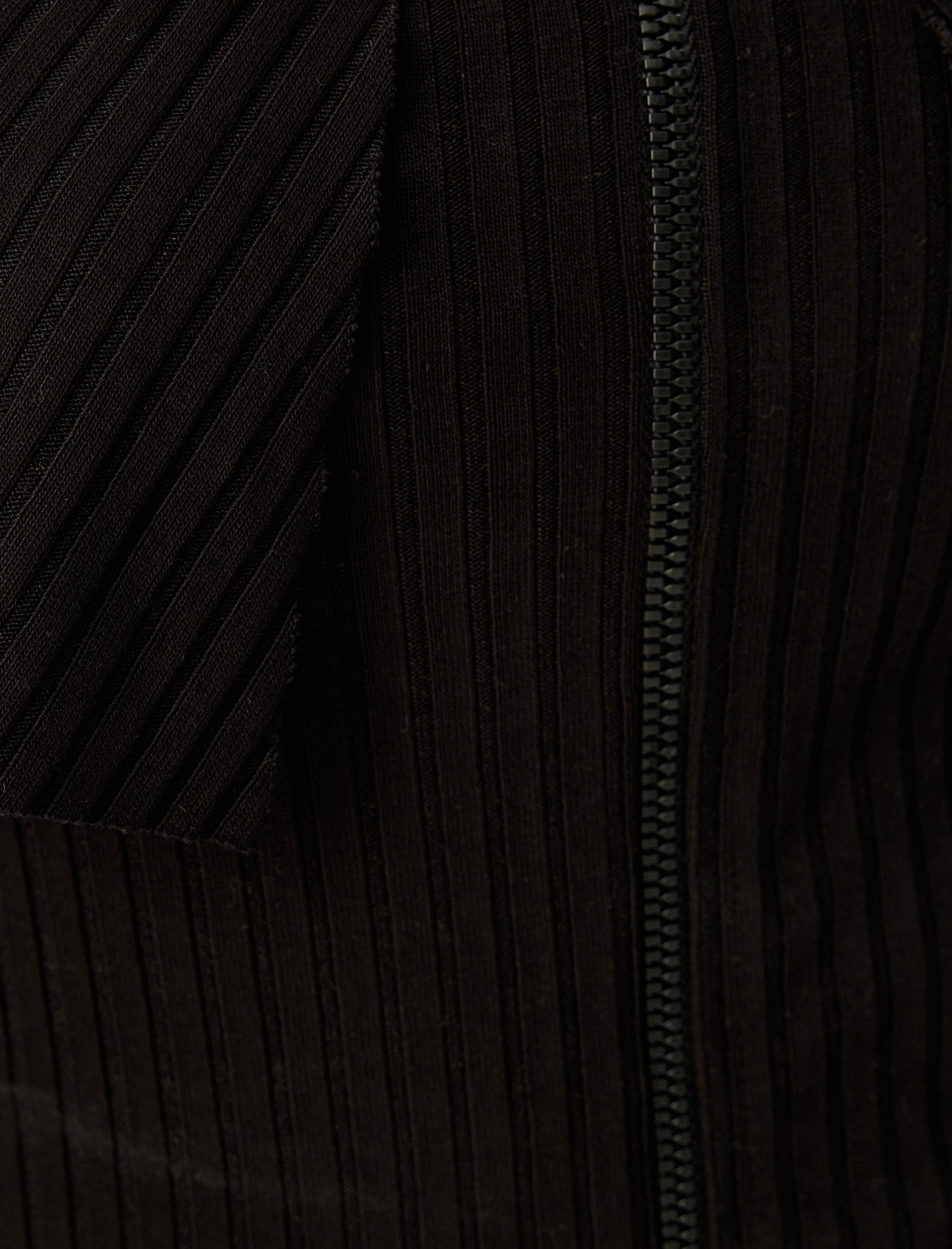   Fermuarlı Uzun Kollu Triko Slim Fit Omzu Açık Yelek