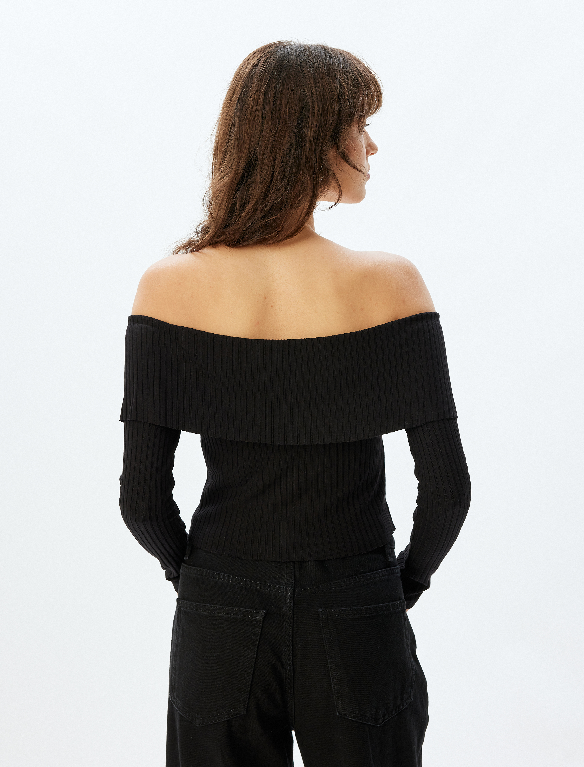   Fermuarlı Uzun Kollu Triko Slim Fit Omzu Açık Yelek