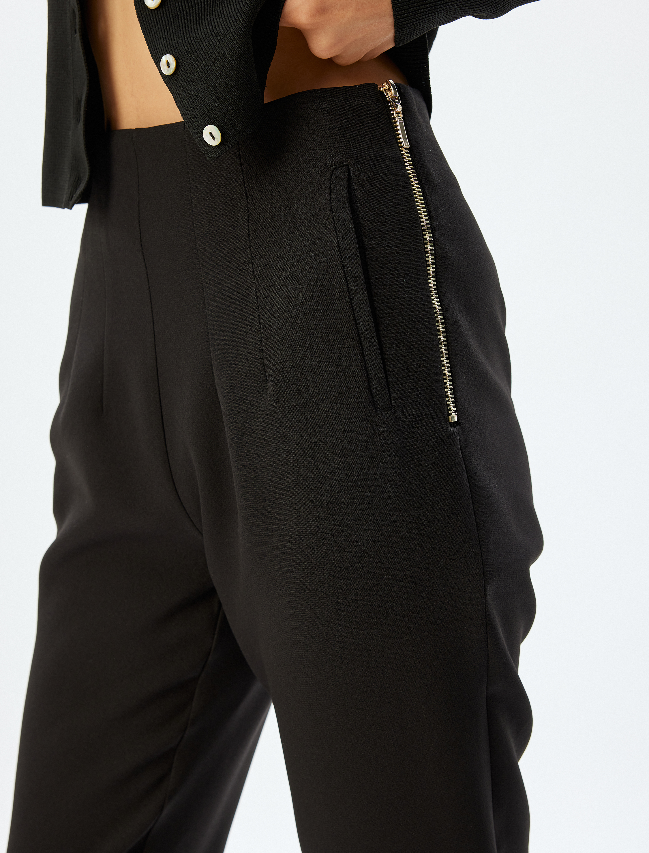   Yüksek Bel Slim Fit Cepli Cigarette Pantolon