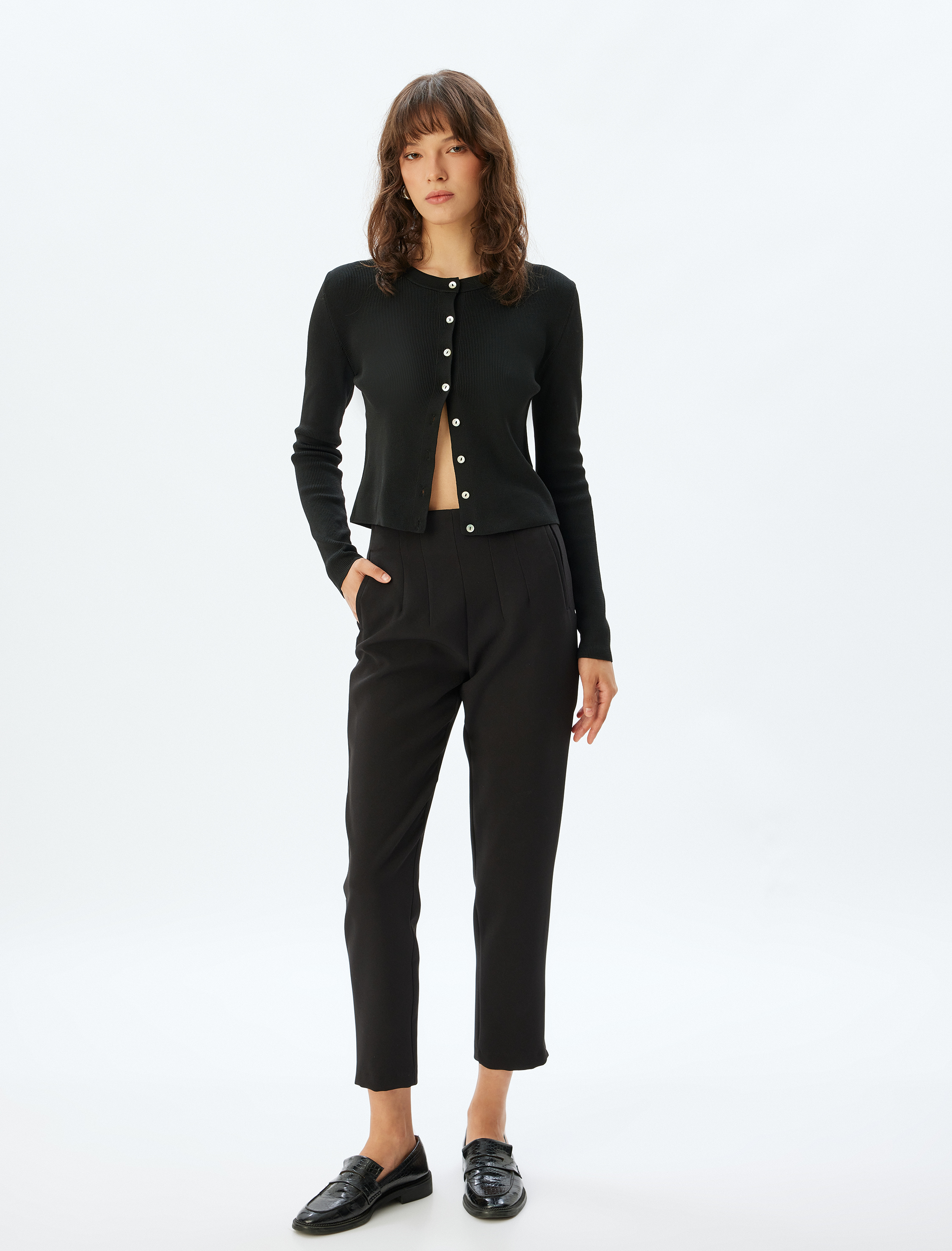   Yüksek Bel Slim Fit Cepli Cigarette Pantolon