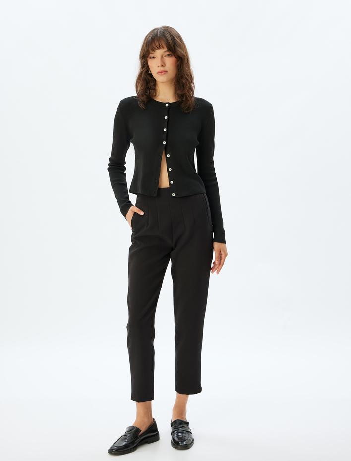  Yüksek Bel Slim Fit Cepli Cigarette Pantolon