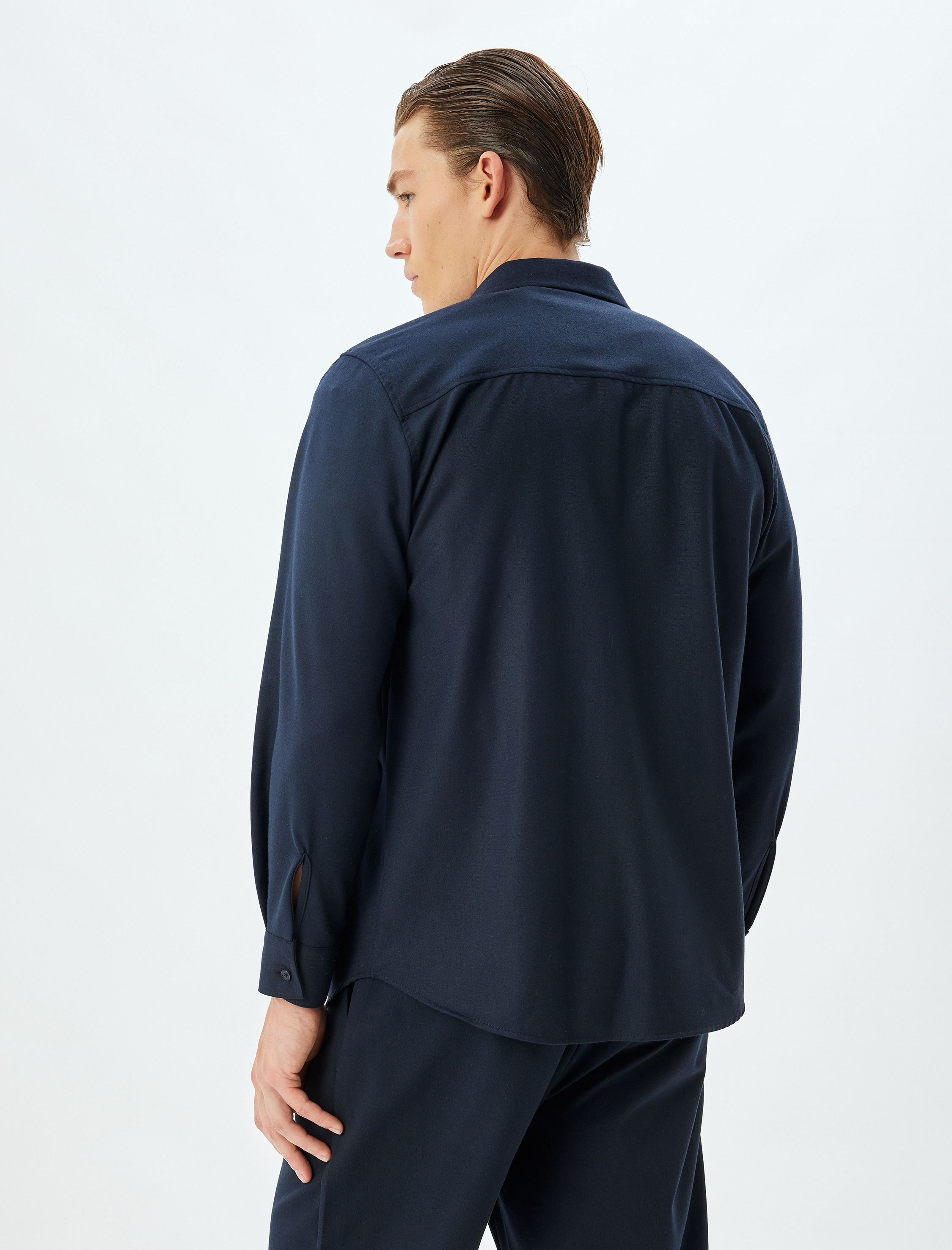   Basic Gömlek Uzun Kollu Viskon Karışımlı Regular Fit