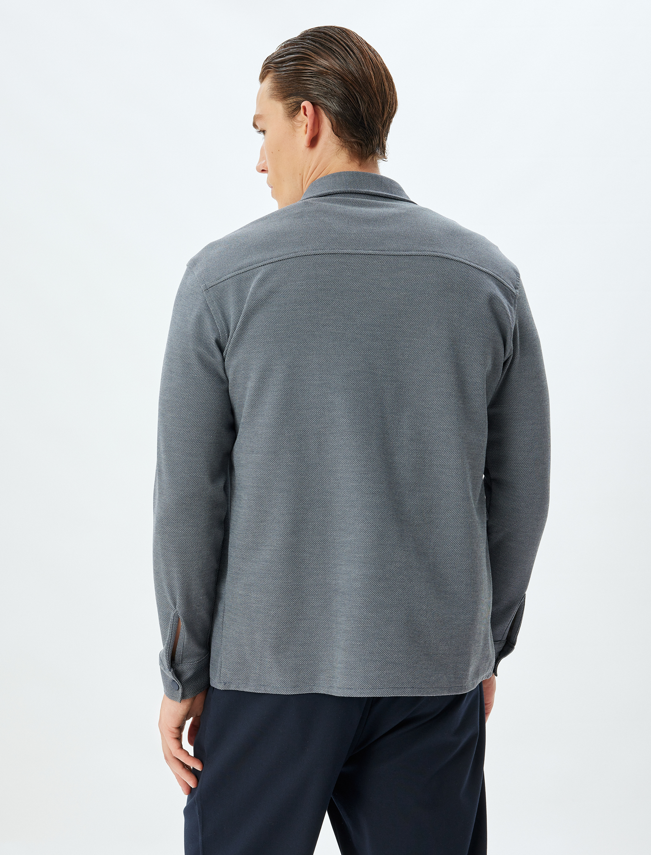   Uzun Kollu Gömlek Cep Detaylı Viskon Karışımlı Regular Fit