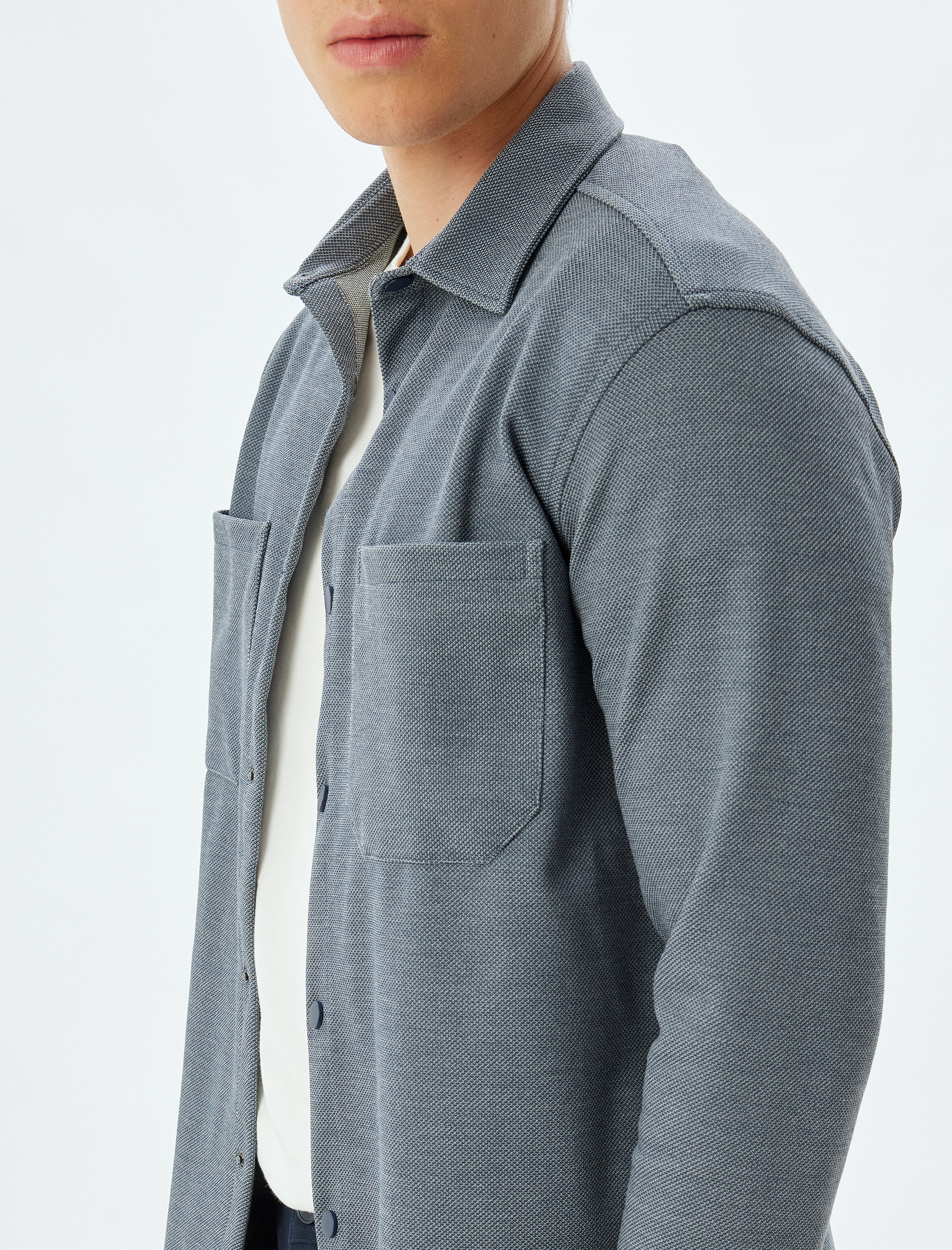   Uzun Kollu Gömlek Cep Detaylı Viskon Karışımlı Regular Fit