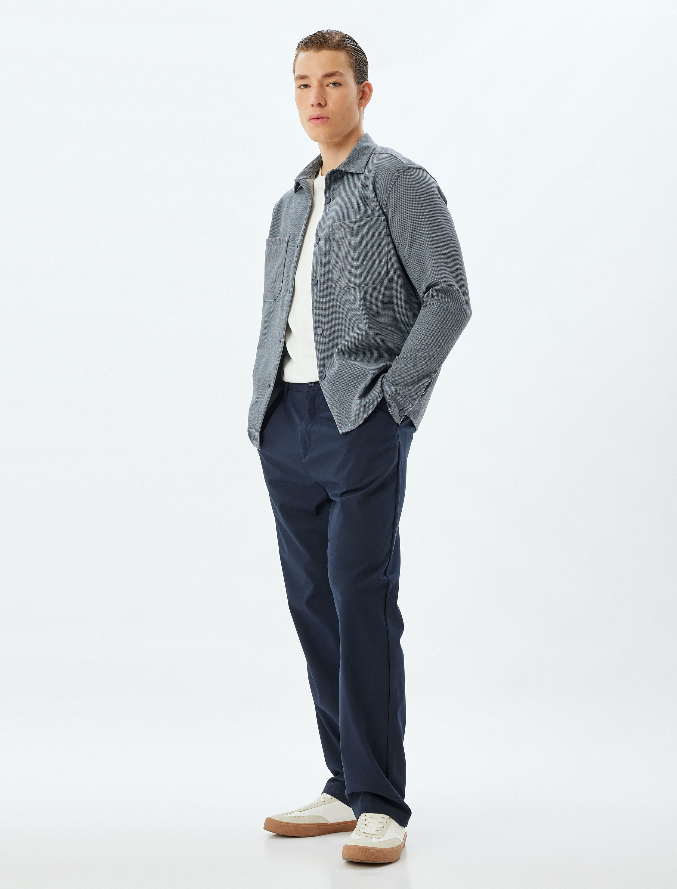   Uzun Kollu Gömlek Cep Detaylı Viskon Karışımlı Regular Fit