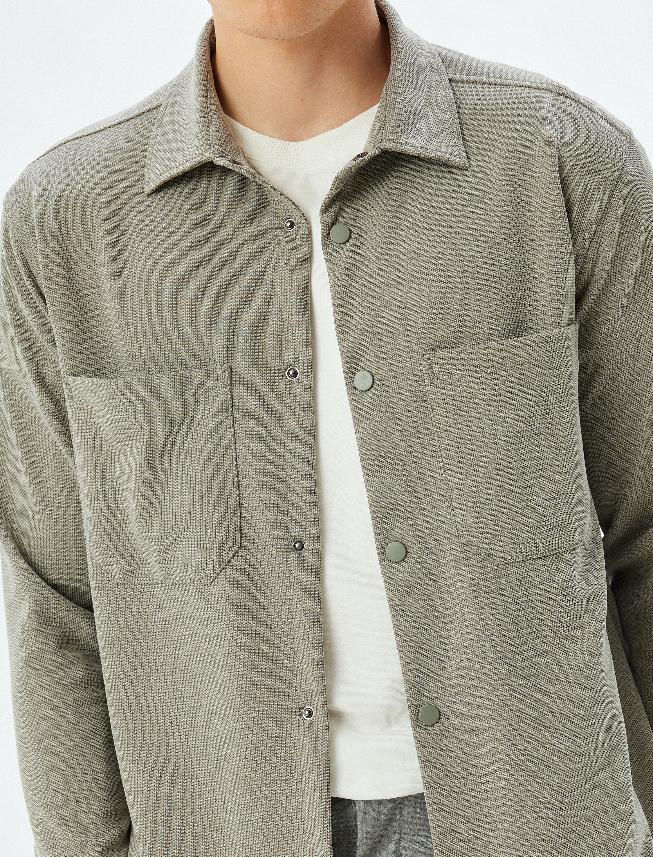   Uzun Kollu Gömlek Cep Detaylı Viskon Karışımlı Regular Fit