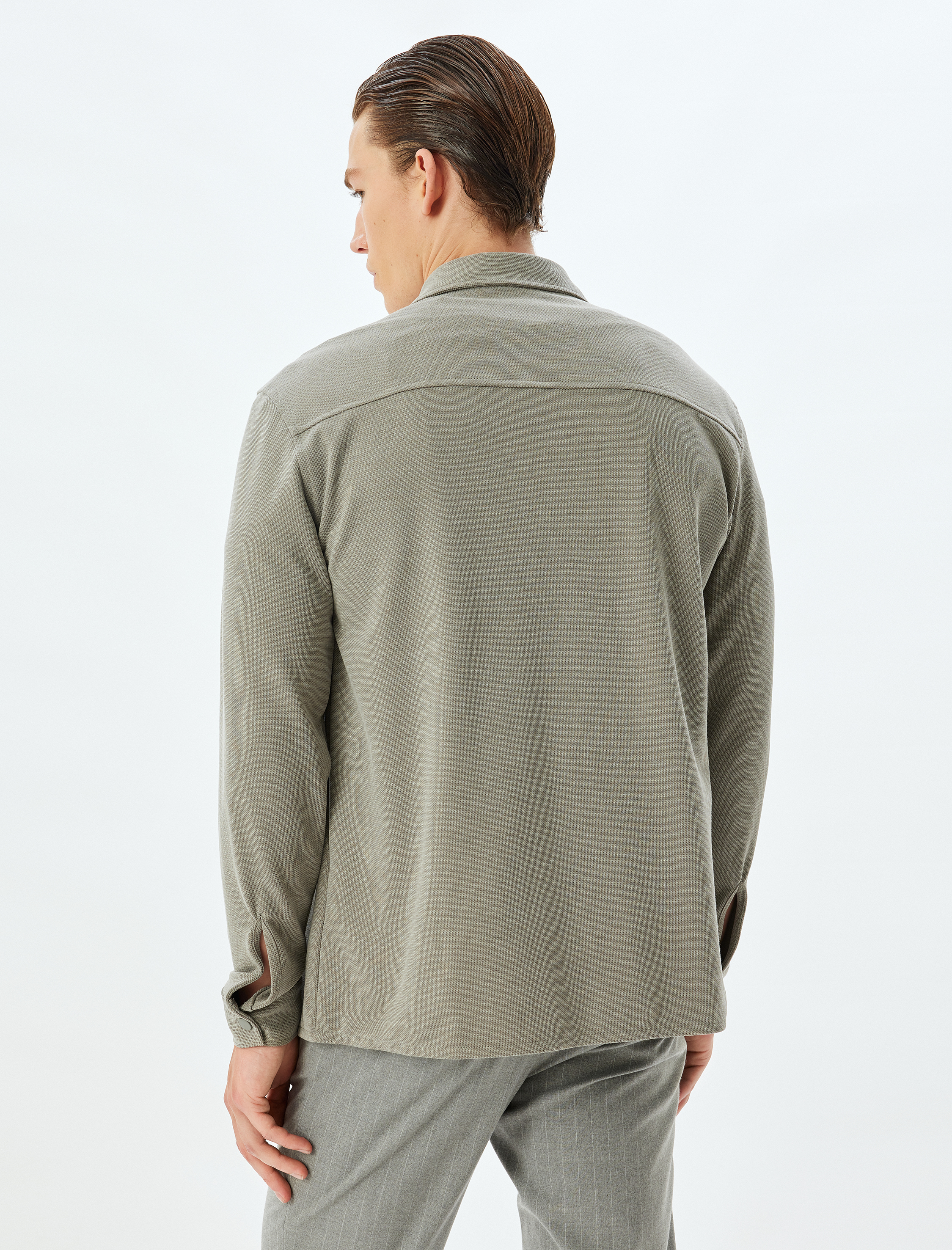   Uzun Kollu Gömlek Cep Detaylı Viskon Karışımlı Regular Fit