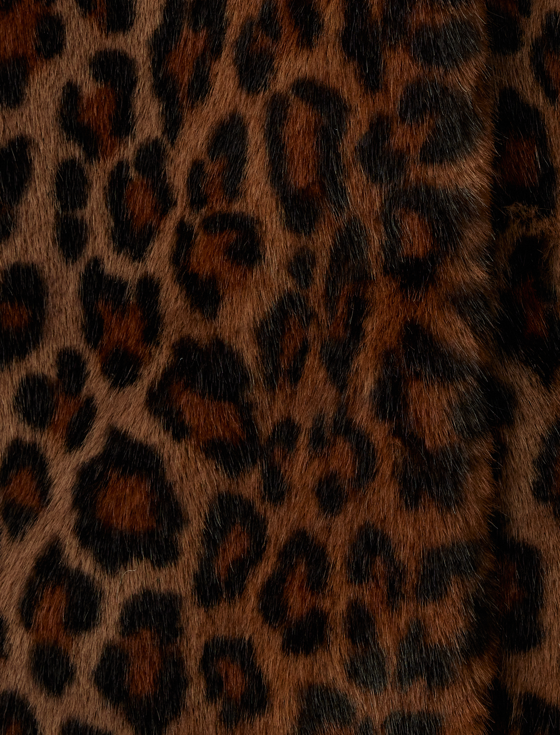   Leopar Desenli Peluş Kaban Kalça Boy Ceket Yaka Cepli